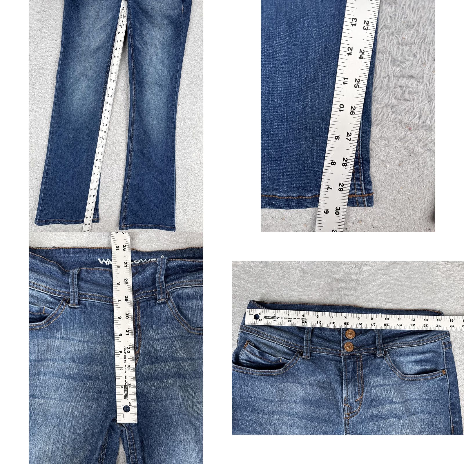 Vintage WallFlower Jeans Juniors 9 Blue Mid Rise Bootcut Stretch Denim Medium Wash 28x30 Size 30" / US 8 / IT 44 - 8 Thumbnail
