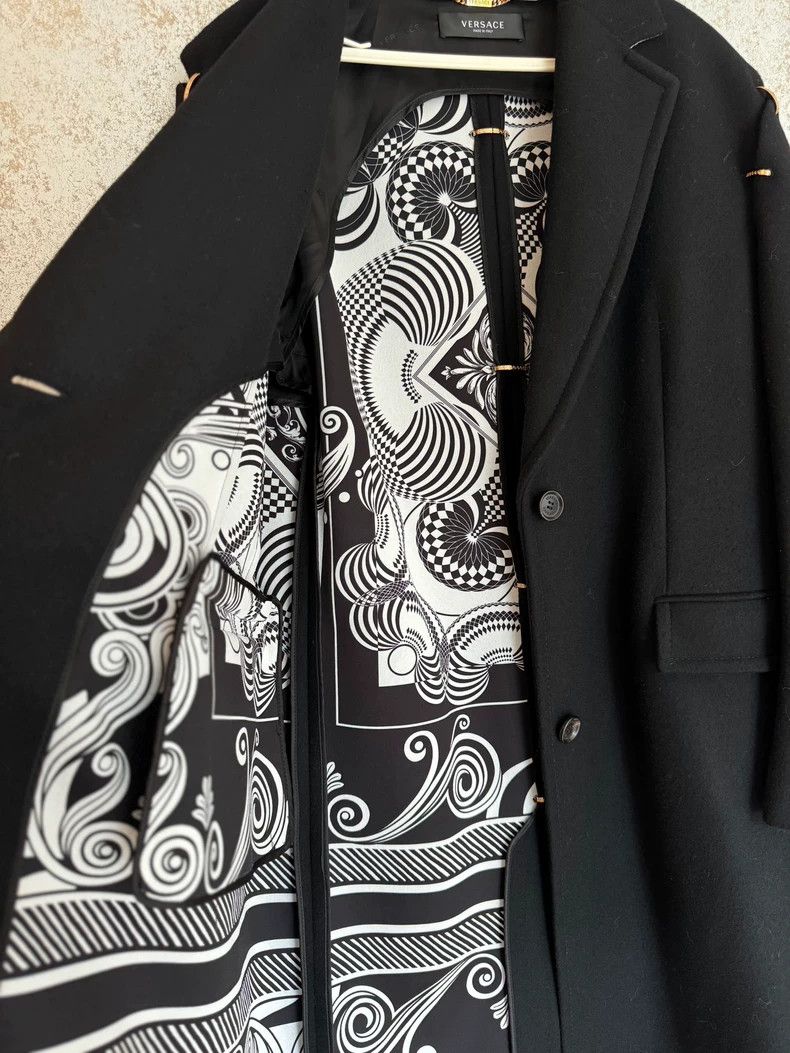 Versace Versace Black wool women's coat Size L / US 10 / IT 46 - 5 Thumbnail