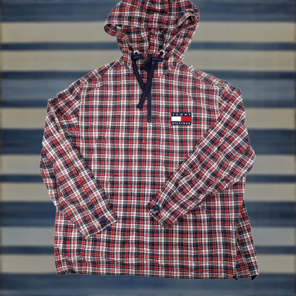 Tommy Hilfiger VINTAGE 90S Tommy Hilfiger Plaid Pullover Hoodie Mens M Red Logo Patch Hoodie Size US M / EU 48-50 / 2 - 1 Thumbnail