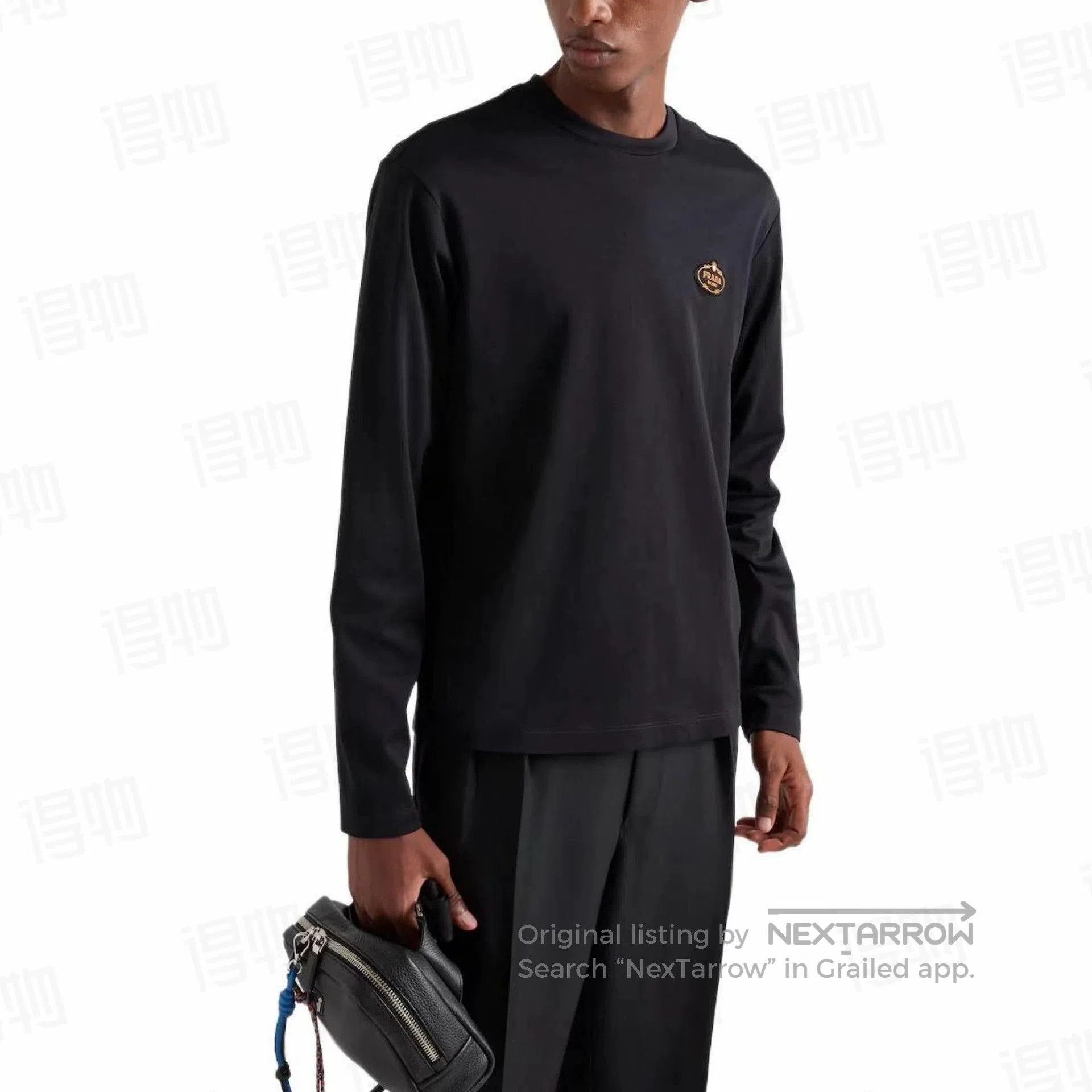 Prada prada embroidered patch long sleeve t-shirt. Size US M / EU 48-50 / 2 - 9 Thumbnail
