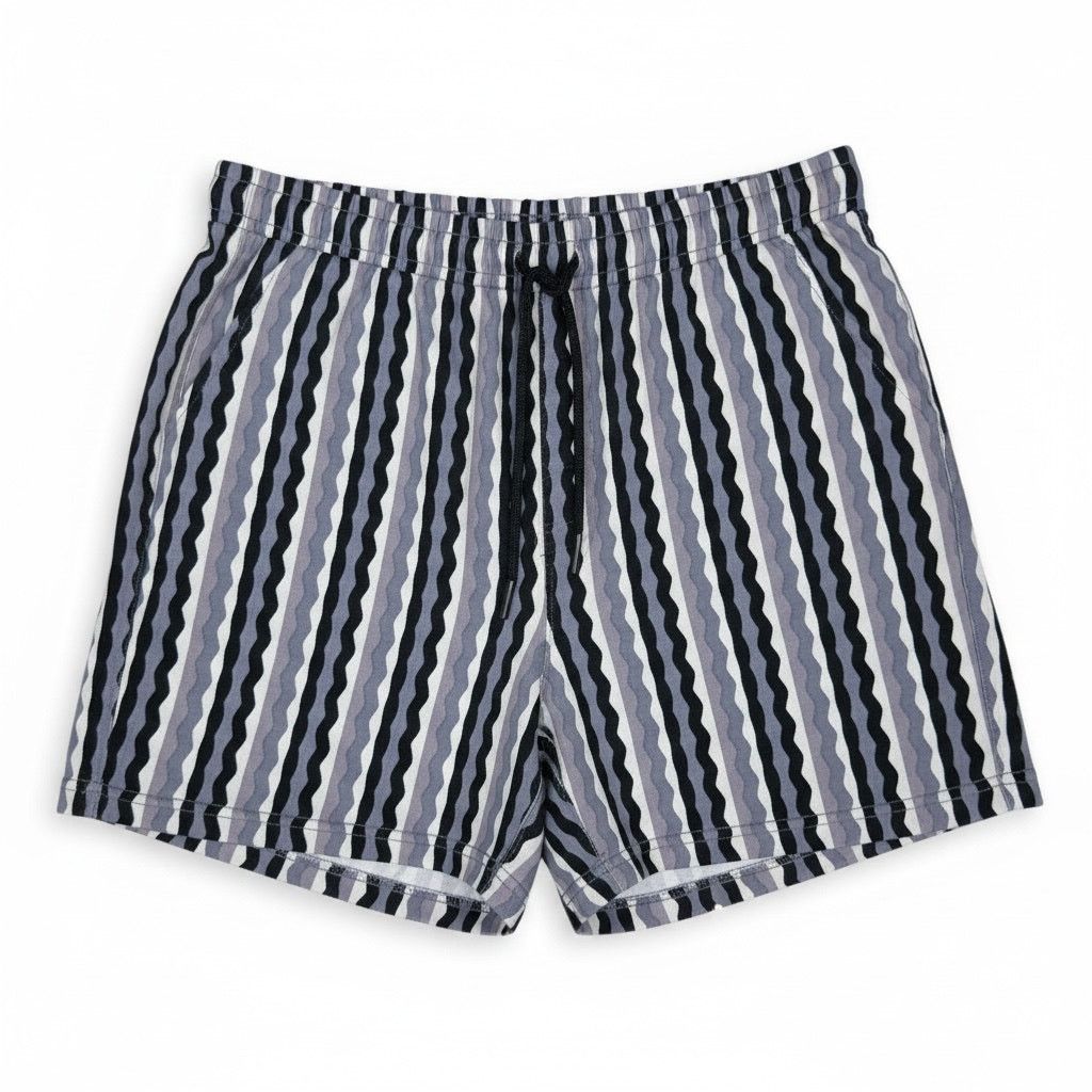Original Paperbacks Original Paperbacks Men's S Blue Gray Striped Elastic Shorts Size US 28 / EU 44 - 1 Thumbnail