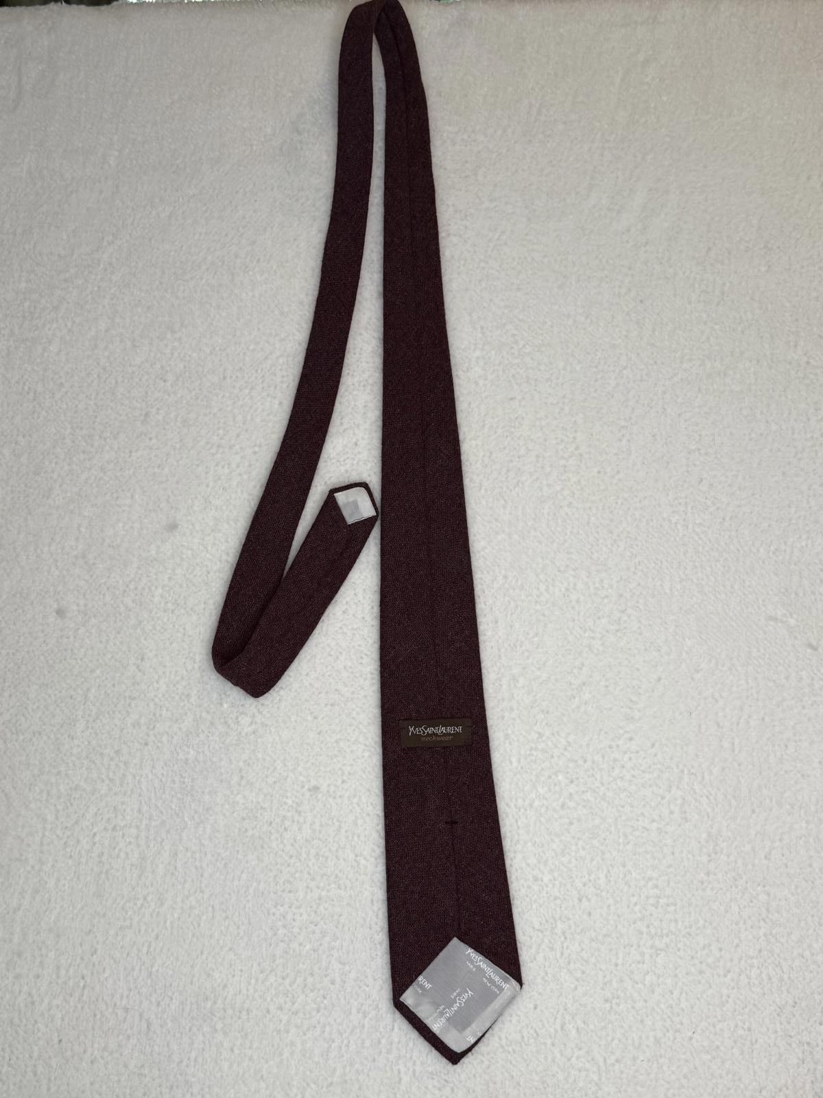 Yves Saint Laurent Yves Saint Laurent Classic Men's Wool Tie Burgundy Bliss Size ONE SIZE - 4 Thumbnail