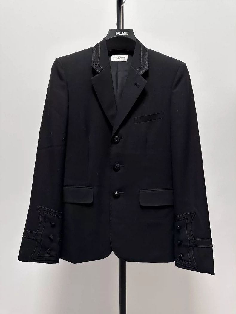 Saint Laurent Paris Saint Laurent Pure Black Court Blazer Size US L / EU 52-54 / 3 - 1 Thumbnail