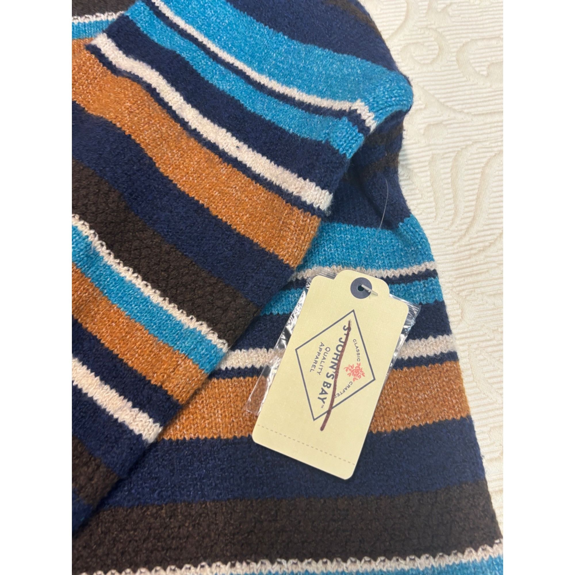 Other St. John’s Bay women’s Mock Neck, Button Back Striped Sweate Size M / US 6-8 / IT 42-44 - 10 Thumbnail