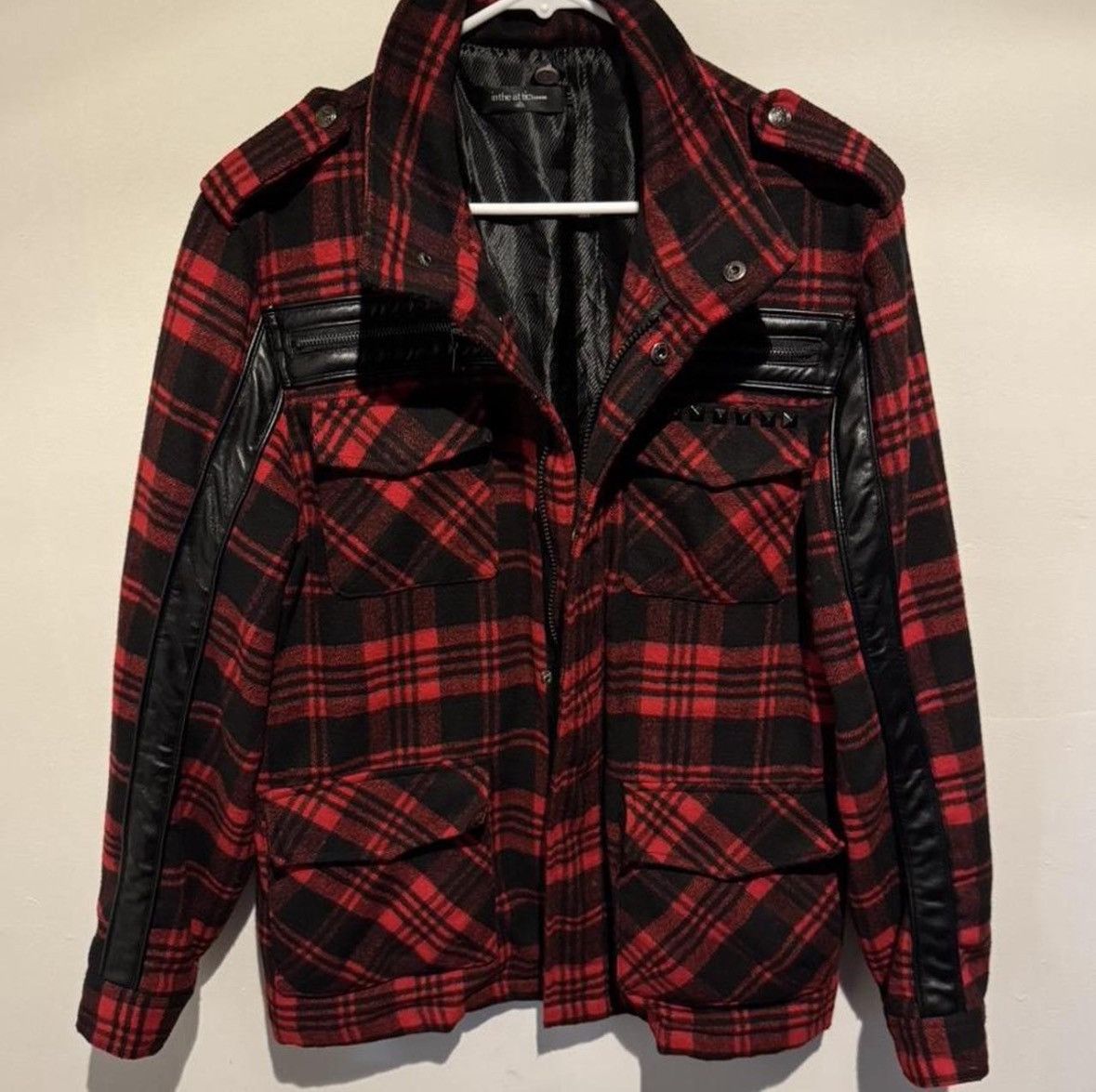 In The Attic Red Plaid InTheAttic Studded Jacket Size US L / EU 52-54 / 3 - 2 Thumbnail