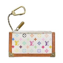 Louis Vuitton Black Monogram Multicolor Key Pouch Pochette Cles Keychain  861972