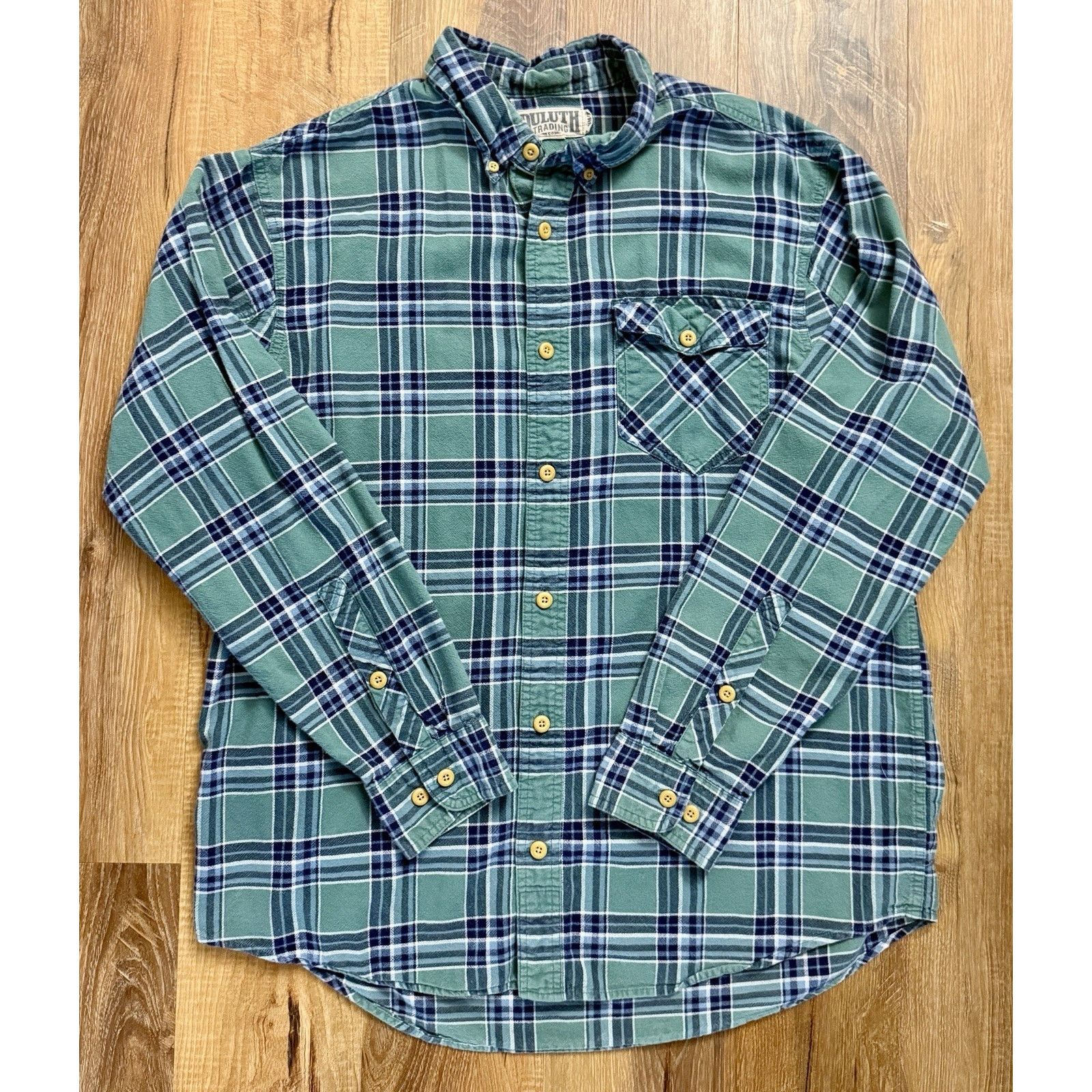 Duluth Trading Company Duluth Trading Co. Casual Blue Green Plaid Trim Fit Shirt Size US XL / EU 56 / 4 - 1 Thumbnail