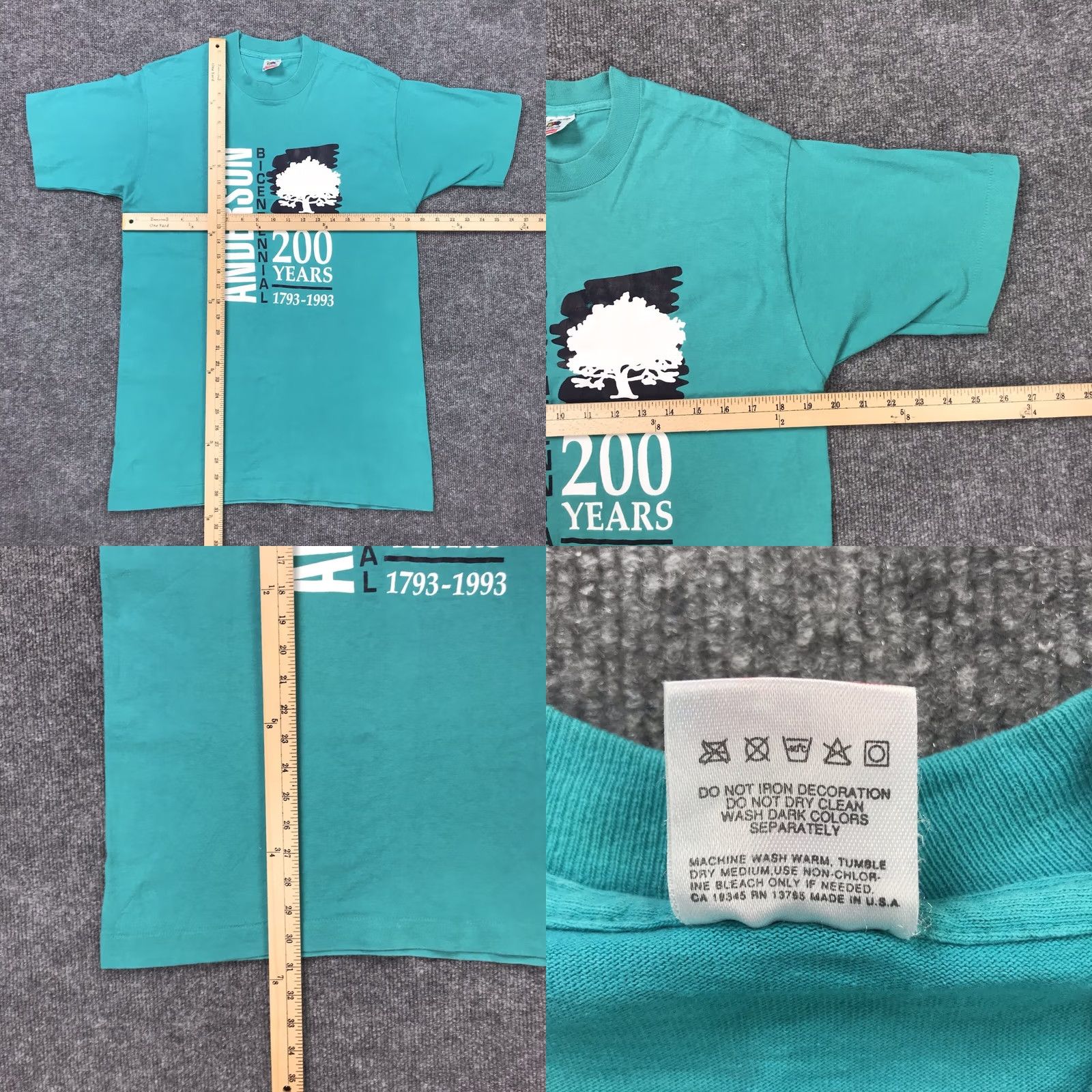 Fruit Of The Loom VINTAGE 90s Single Stitch Anderson Bicentennial Graphic T-shirt Medium Unisex Adults XS? Size US M / EU 48-50 / 2 - 8 Thumbnail