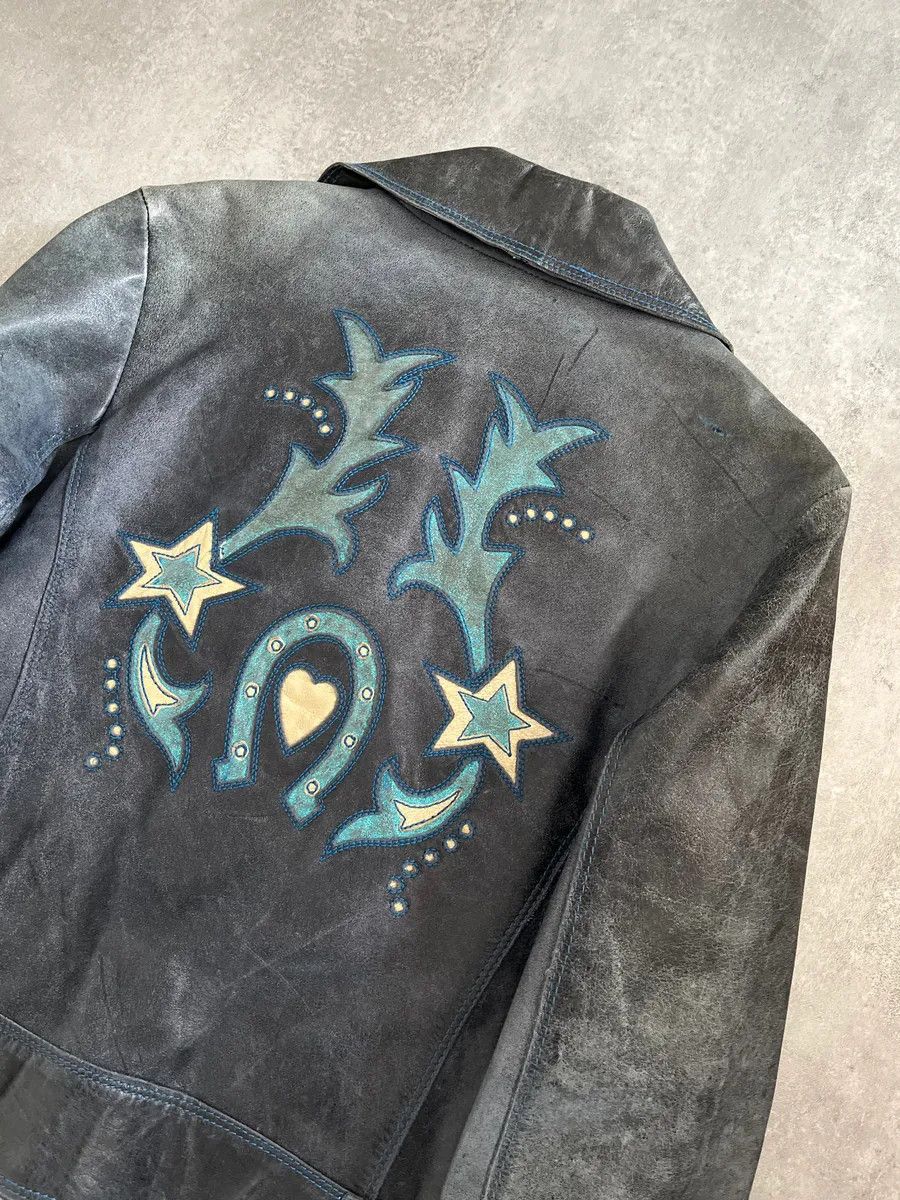 Roberto Cavalli × Vintage AW2001 Roberto Cavalli Blue Faded Biker Jacket Size S / US 4 / IT 40 - 4 Thumbnail