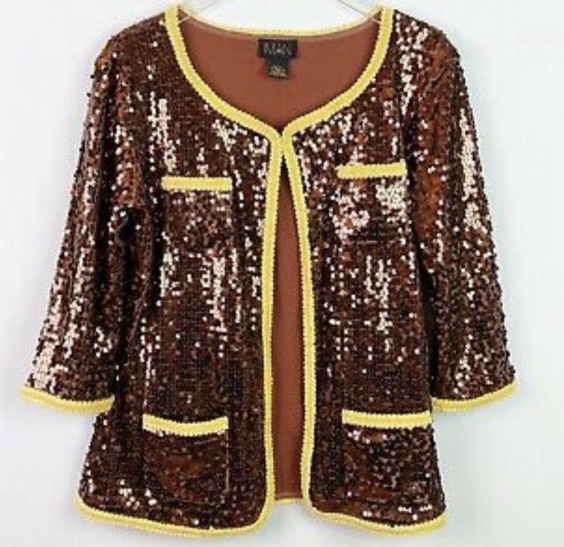 Other IMAN SEQUIN EMBELLISHED CARDIGAN JACKET Size L / US 10 / IT 46 - 4 Thumbnail