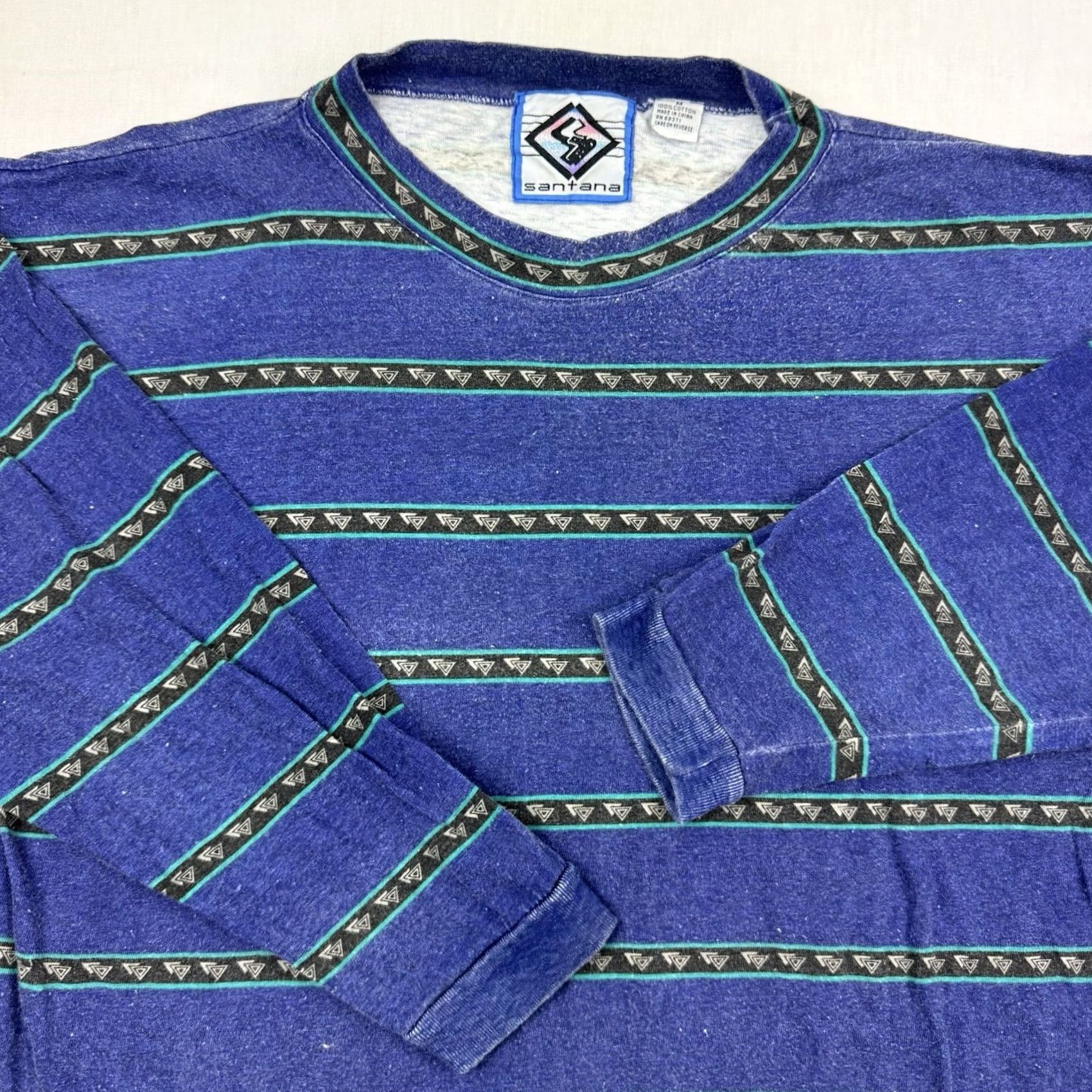 Vintage VINTAGE Santana Surf T Shirt Long Sleeve Adult M Blue 90s Mens Shirt Long Sleeve Stripe Crew Neck Cotton Vintage Mens Size US M / EU 48-50 / 2 - 2 Thumbnail