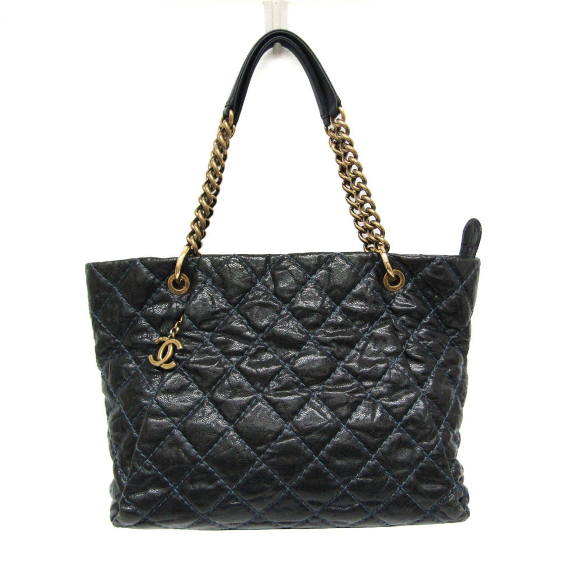 Chanel Chanel Matelasse Chain Women's Grained Calfskin Tote Bag Black,Navy Size ONE SIZE - 1 Thumbnail