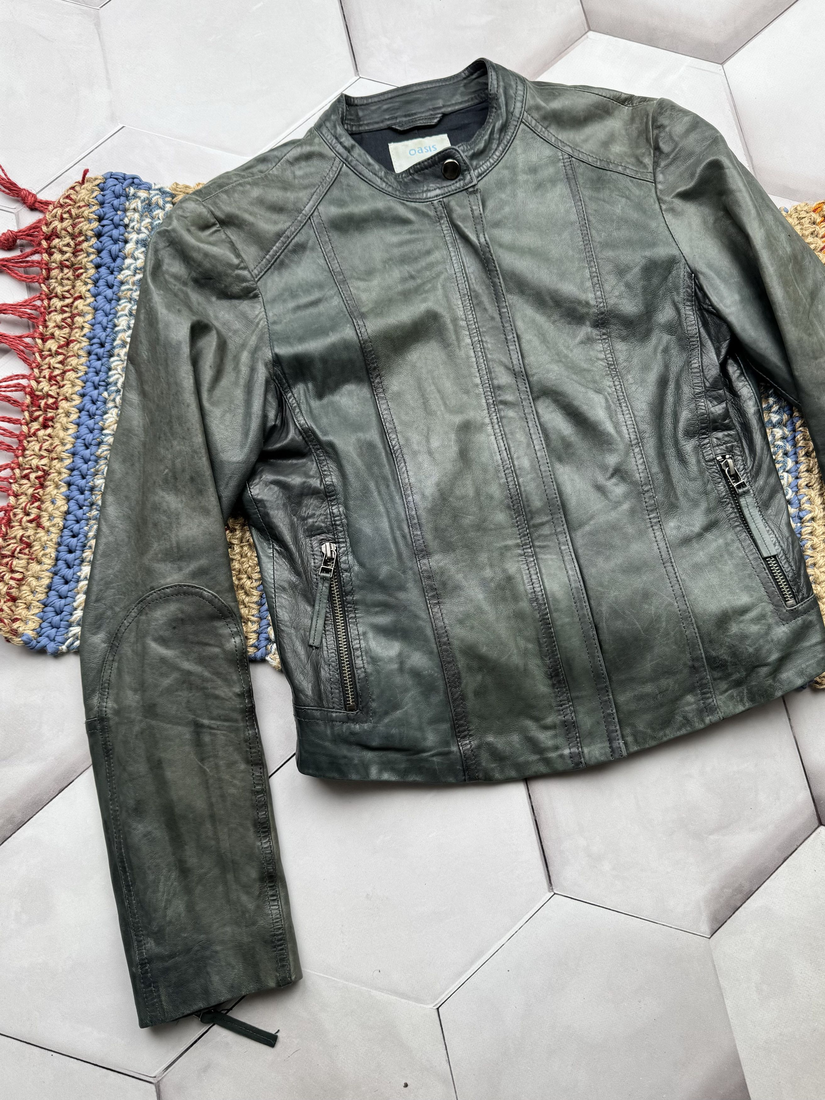 Vintage Vintage Faded Cropped Leather Jacket (E4) Size M / US 6-8 / IT 42-44 - 2 Thumbnail
