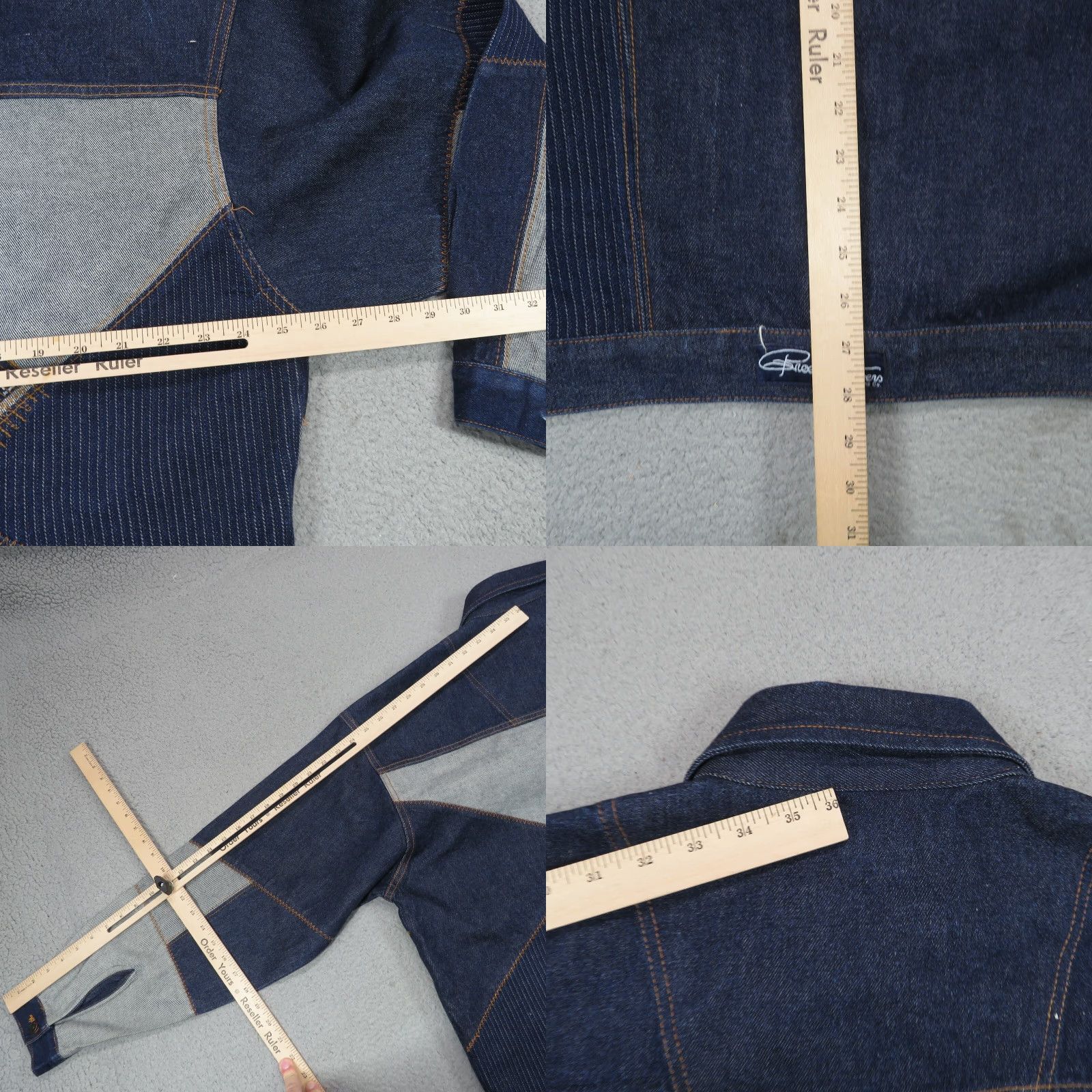 Express VINTAGE Brooklyn Xpress Jacket Men L Blue Denim Patchwork Streetwear BlackLabel? Size US 33 - 8 Thumbnail