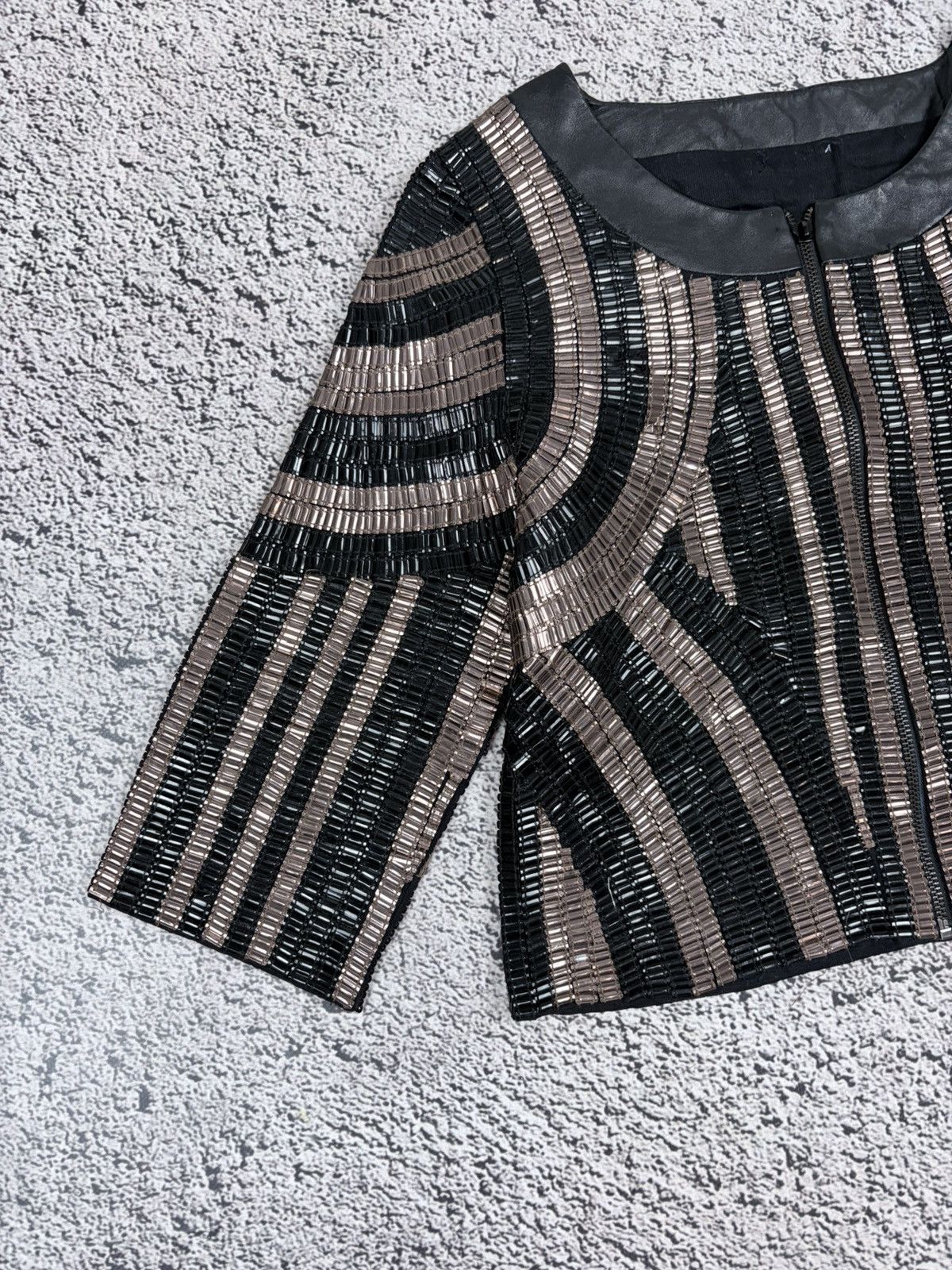 Morgan De Toi MORGAN DE TOI Art Deco Beaded Crop Jacket T40/M Y2K Size M / US 6-8 / IT 42-44 - 2 Thumbnail