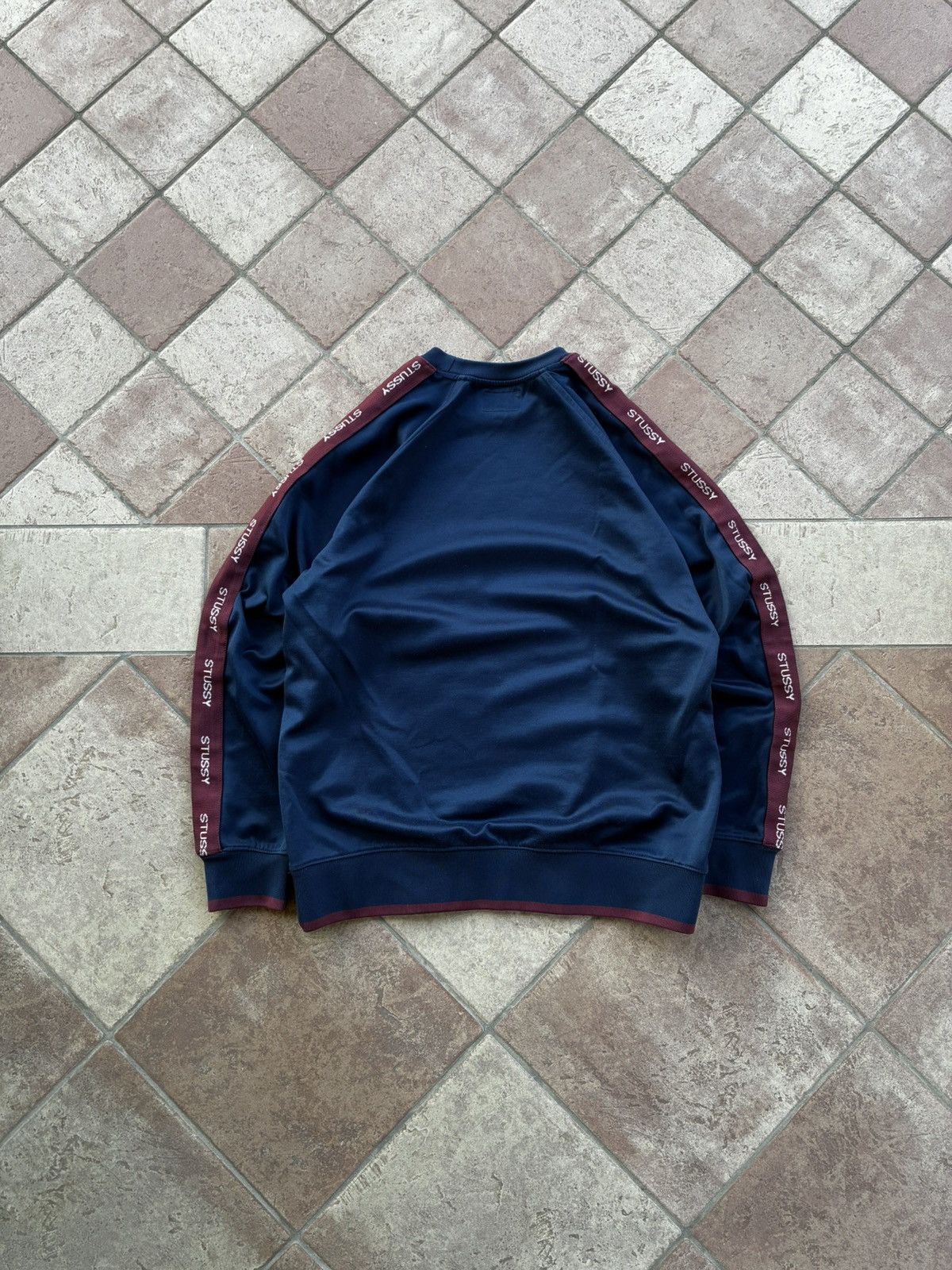 Stussy Stüssy Vintage Y2K Track Crewneck Navy Burgundy Logo Tape Size US M / EU 48-50 / 2 - 2 Thumbnail