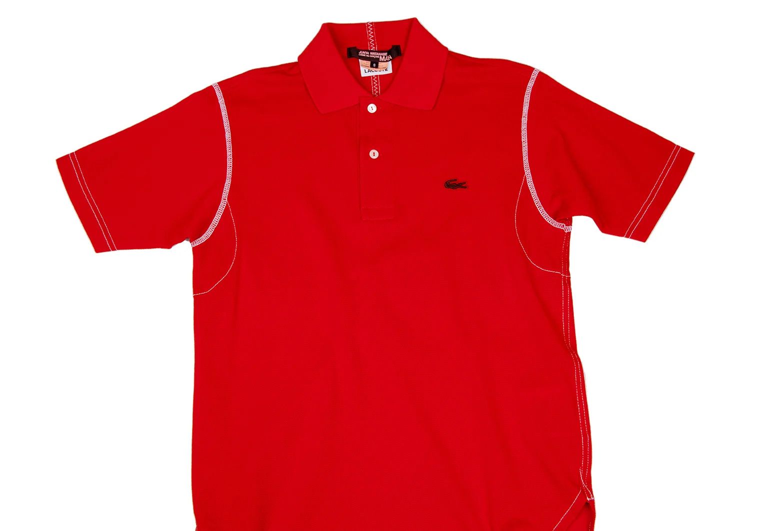 Junya Watanabe Lacoste Garment-Dyed Cotton Polo Shirt in Red, Size S Size US S / EU 44-46 / 1 - 2 Thumbnail
