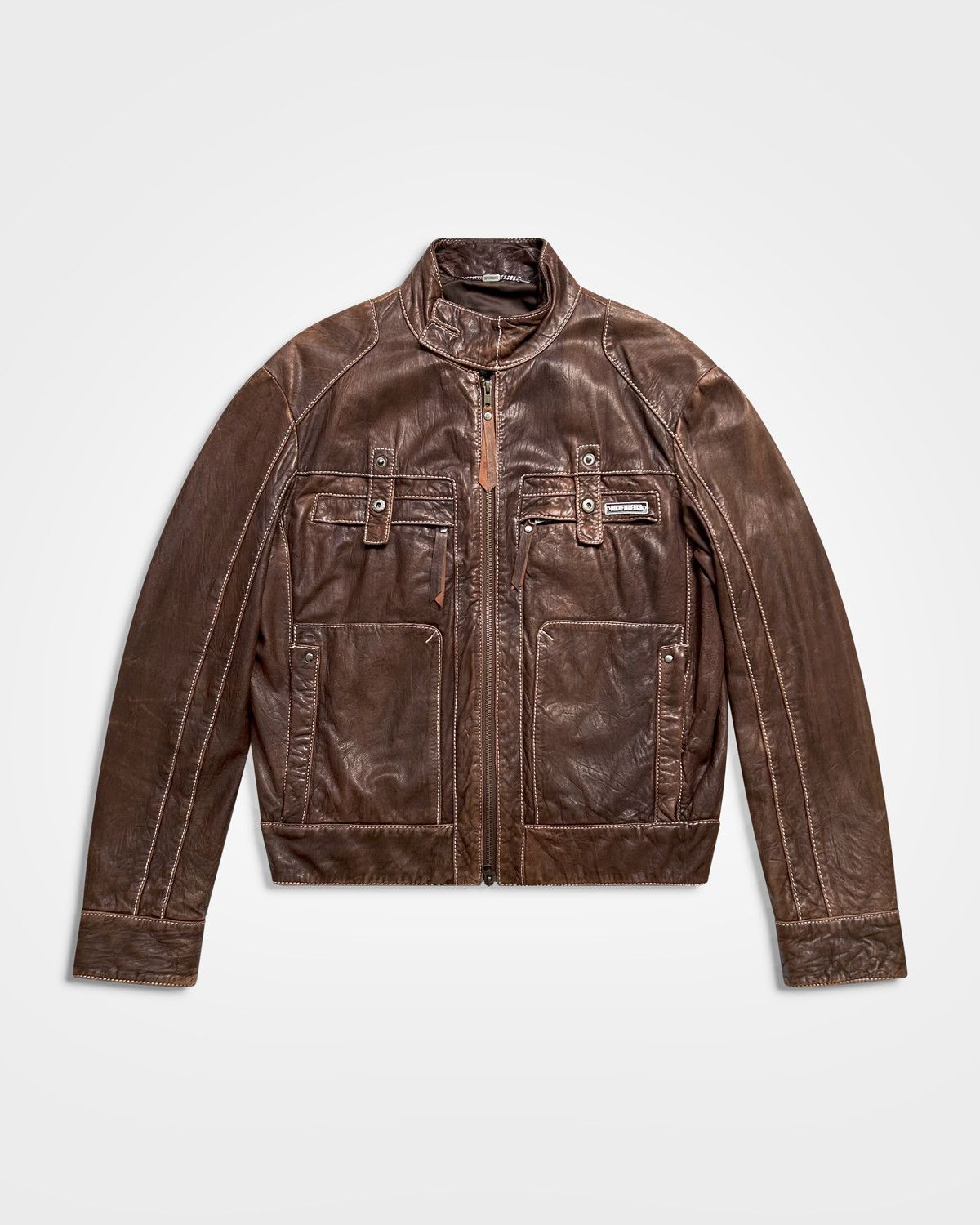 Dirk Bikkembergs Dirk Bikkembergs, Panelled Leather Moto Jacket Size US L / EU 52-54 / 3 - 1 Thumbnail