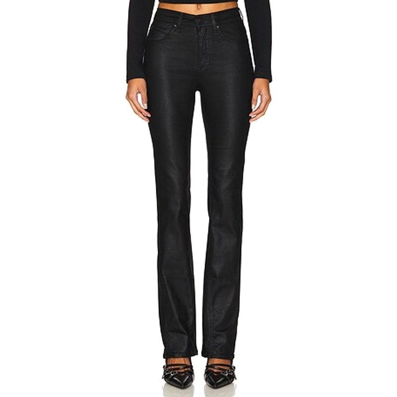 Free People Free People Xena High Rise Straight Coated Jeans Black 25 Size 25" / US 0 / IT 36 - 4 Thumbnail