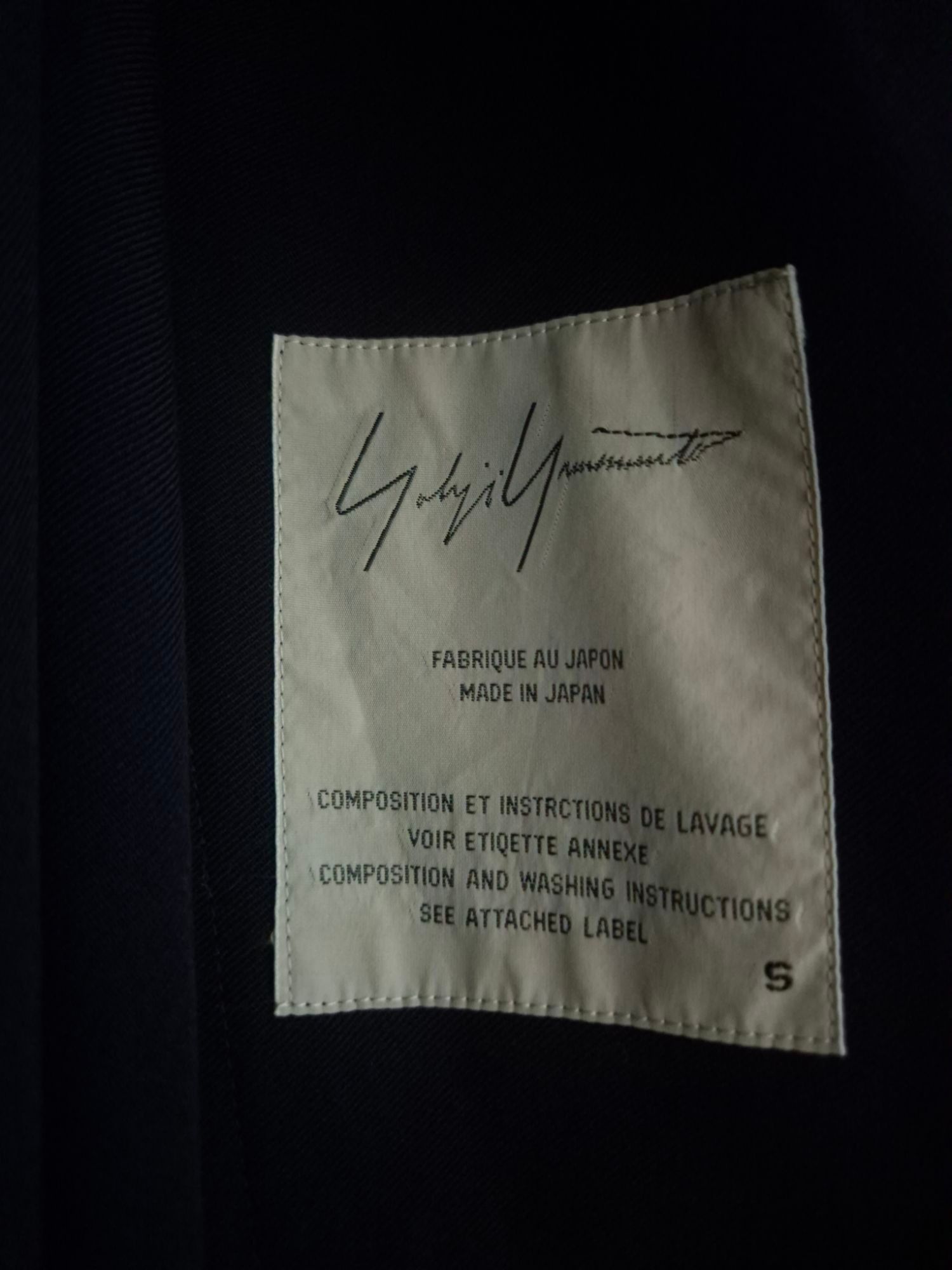 Yohji Yamamoto 90s Yohji Yamamoto Femme Dark Navy Wool Gabardine Drape Coat Size S / US 4 / IT 40 - 12 Thumbnail
