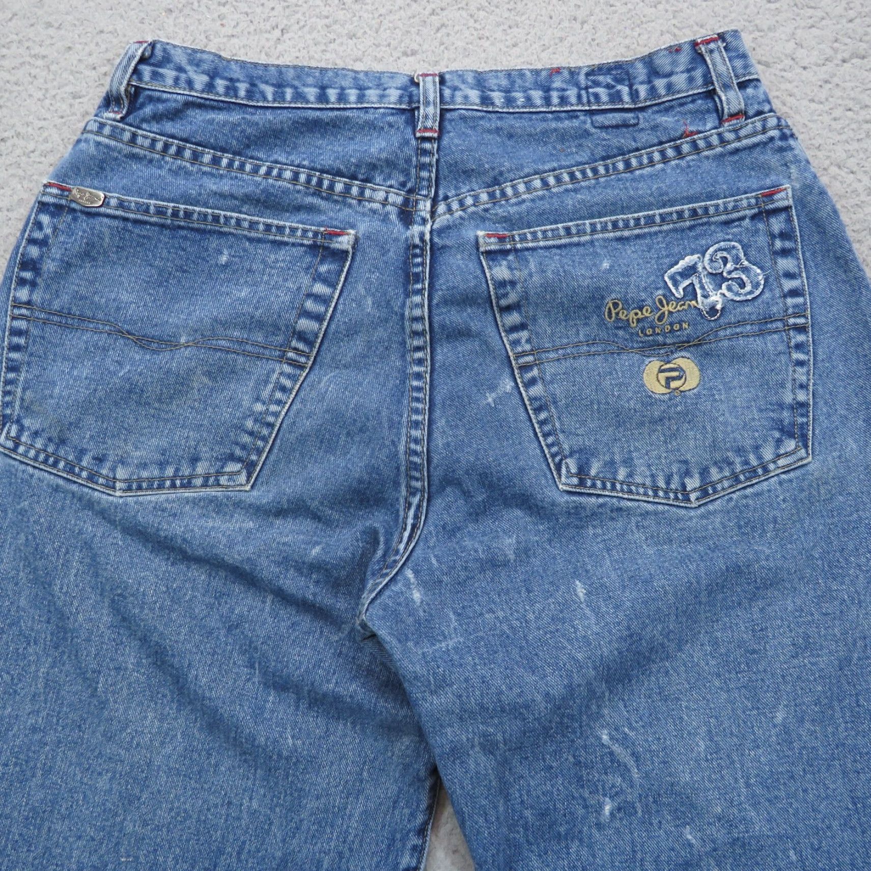 Logo 7 VINTAGE Pepe Jeans London Jeans Men 32 Baggy Embroidered Distressed Y2K Skater Grunge Logo Blue Cotton Denim 5-Pocket Style Wide-Leg 90s Mens Size US 32 / EU 48 - 3 Thumbnail
