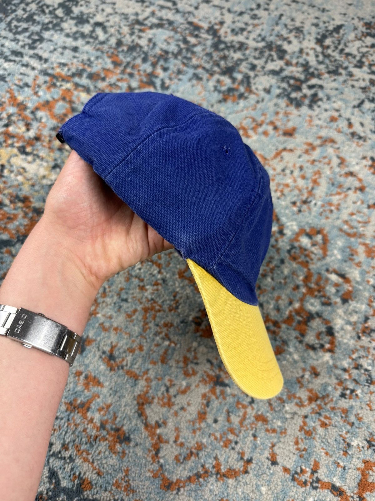 Adidas × Vintage Vintage 90s Adidas yellow navy crazy raver style hat cap Size ONE SIZE - 3 Thumbnail