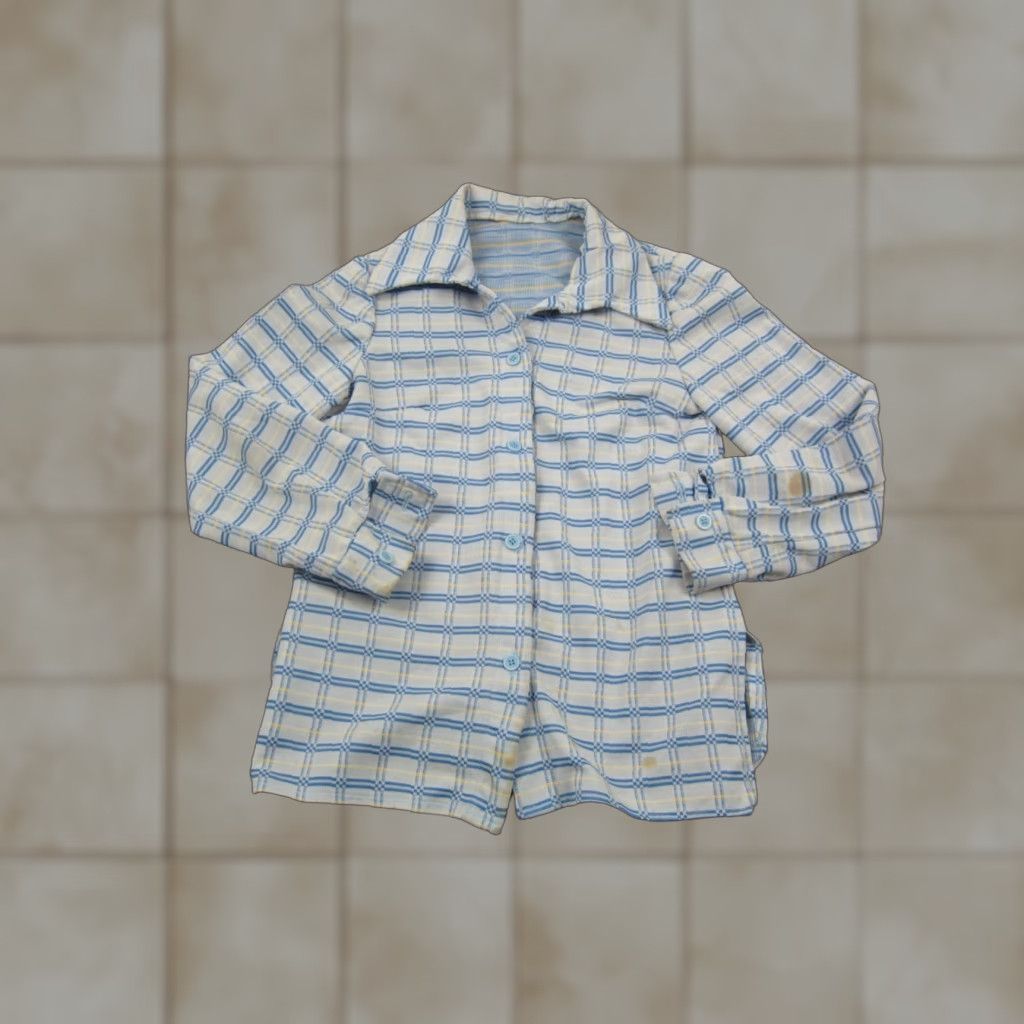 Vintage VINTAGE True Disco Shirt Womens M Blue Windowpane Button Up 60s 70s Classic Casual Shirts Womens Medium Blue Windowpane Button-Up Diso Shirt Size M / US 6-8 / IT 42-44 - 1 Thumbnail