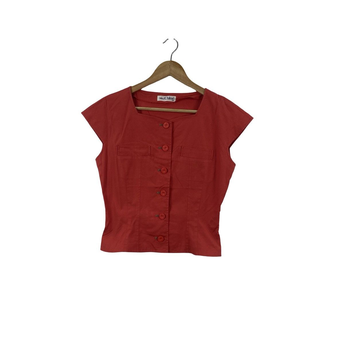 Chloe MISS CHLOE Button Up Cap Sleeve Cropped Blouse Size S / US 4 / IT 40 - 1 Thumbnail