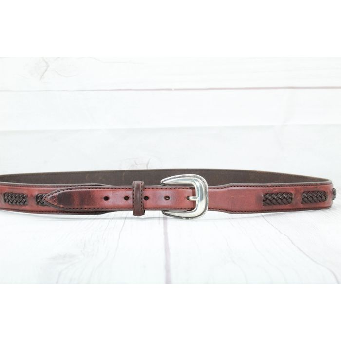 Leather Brighton Mens Brown Silver Buckle Leather Belt