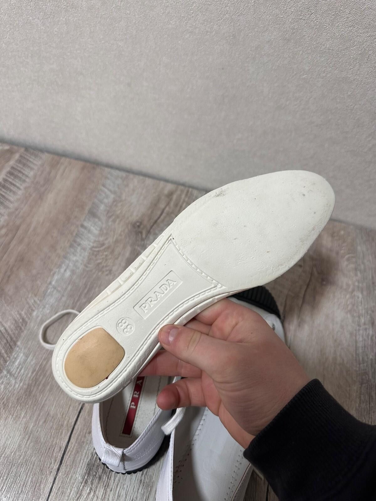Prada Prada White Leather Trainers Sz 38 Size US 8 / IT 38 - 9 Thumbnail
