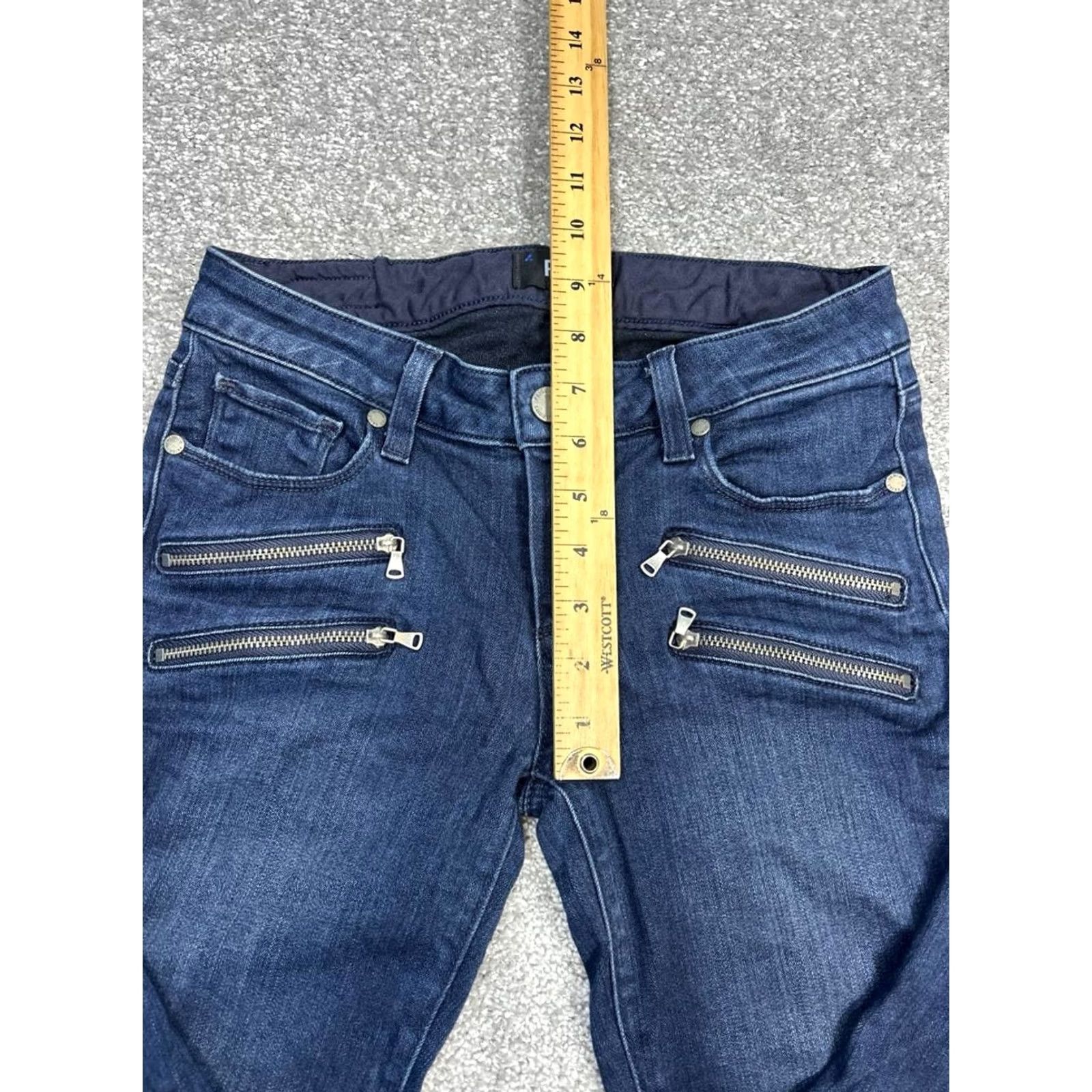 Paige Paige Edgemont Jeans Women's 25 Blue Denim Stretch Low Rise Skinny 26x30 Size 42" / US 20 - 4 Thumbnail
