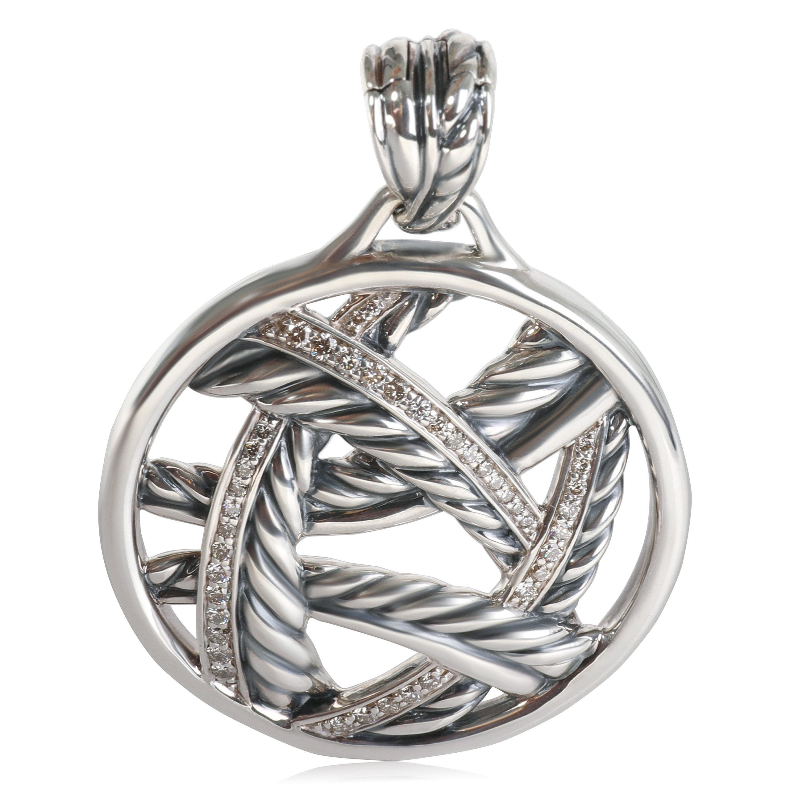 David Yurman Papyrus Diamond Pendant in Sterling Silver 0.61 CTW