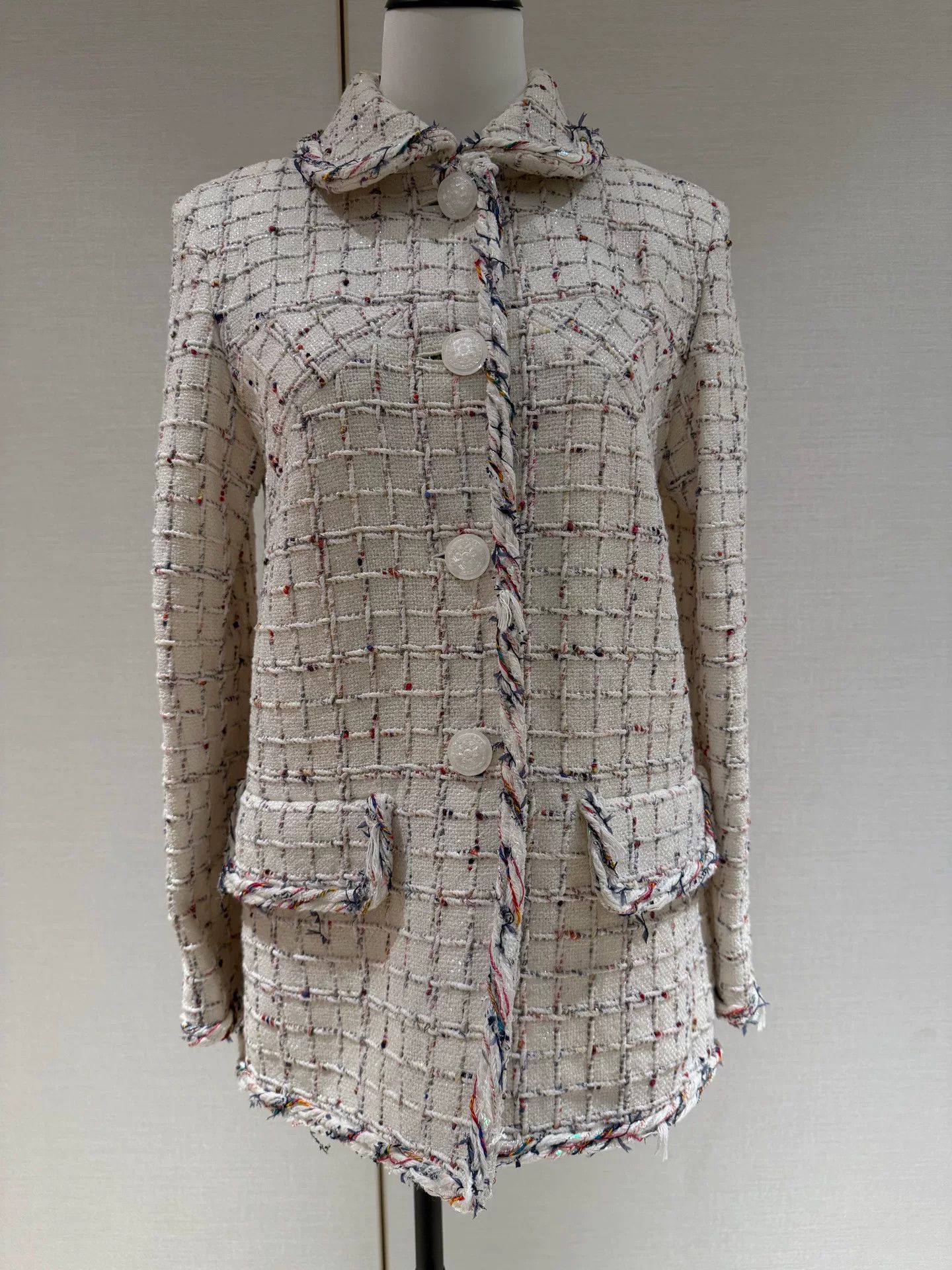 Chanel Waterfall Series Pearl White Coat