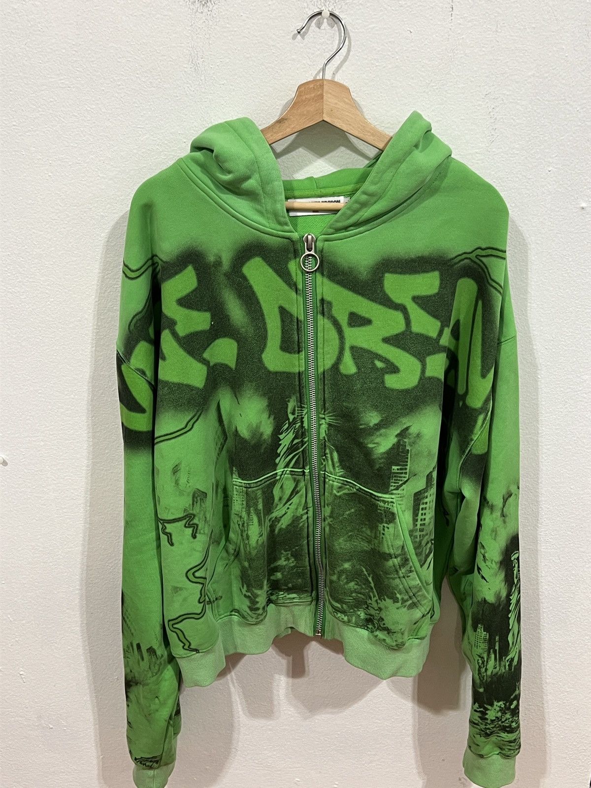 Vale Vale Green Graffiti Zip Up Hoodie Size US XL / EU 56 / 4 - 1 Thumbnail