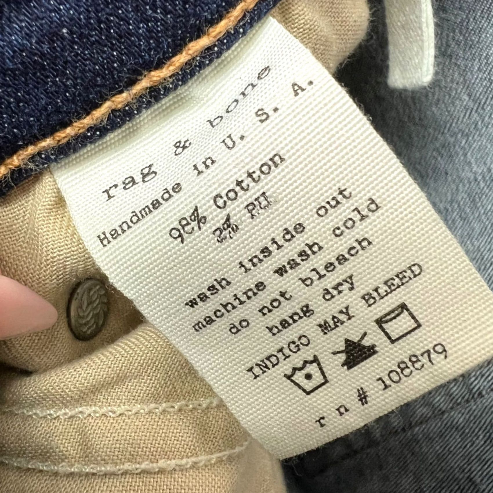 Rag & Bone rag & bone Jeans Womens Size 29 Elephant Bell Flare Dark Wash Cotton Denim 5-Pocket Regular Inseam 32 Blue Vintage No Size 29" - 5 Thumbnail