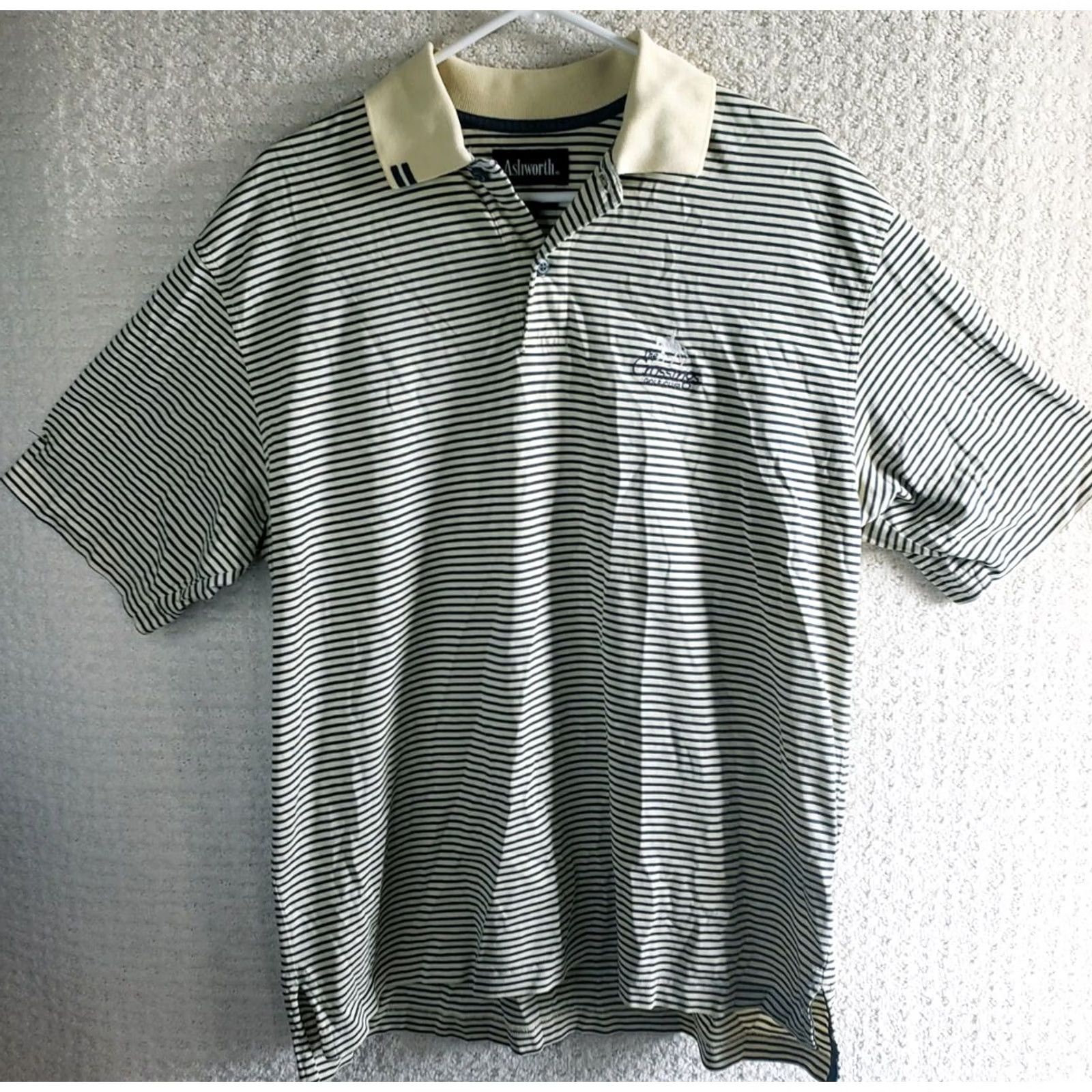 Vintage Ashworth Polo Shirt Blue Striped EZ-Tech M Adult Medium Regular Shirt Mens Polo Size US M / EU 48-50 / 2 - 2 Thumbnail