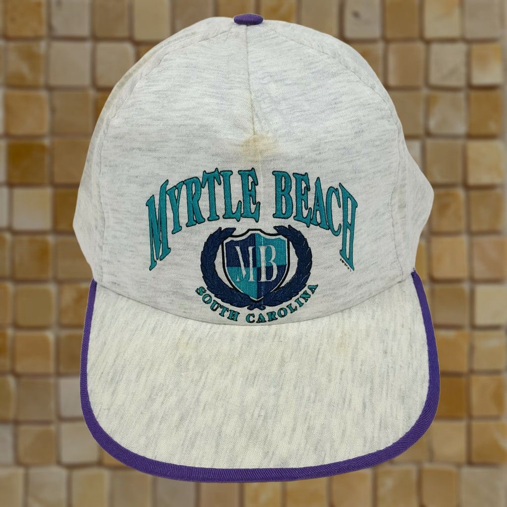 Logo 7 VINTAGE Myrtle Beach SC Heath Gray Crest Logo Snapback Trucker Hat Cap Adjustable Men Hat Birthday Gift 80s 90s Aloha Travel Beach Logo Retro Size ONE SIZE - 1 Thumbnail
