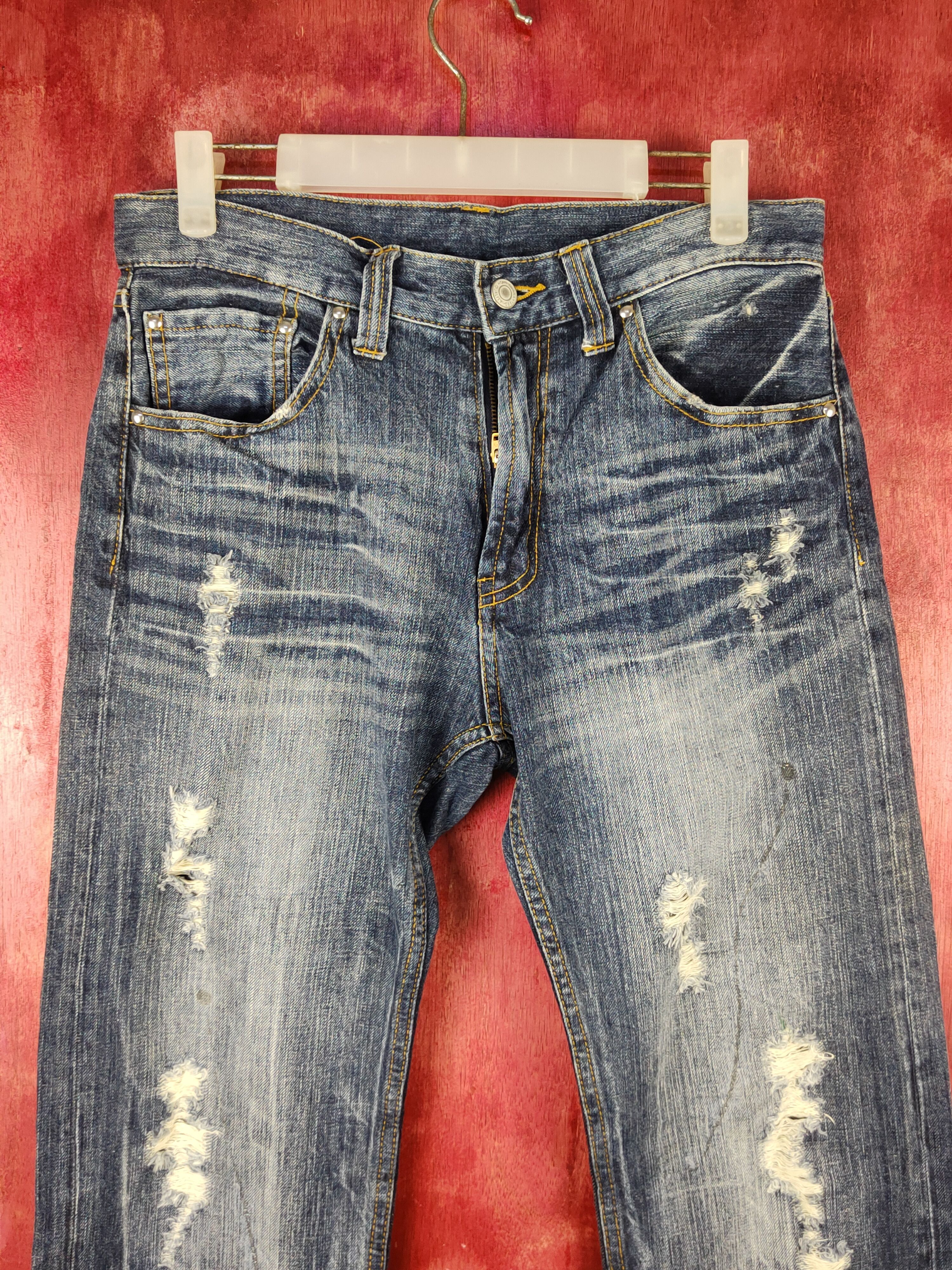 Japanese Brand Japan faded Distressed ripped jeans Denim #S1585 Size US 31 - 2 Thumbnail