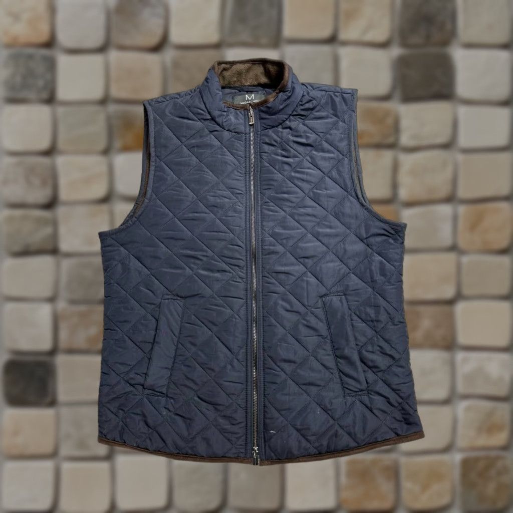 Vintage Magaschoni Quilted Vest Mens Small Blue Full Zip Mock Neck Thermal Insulation Size US S / EU 44-46 / 1 - 1 Thumbnail