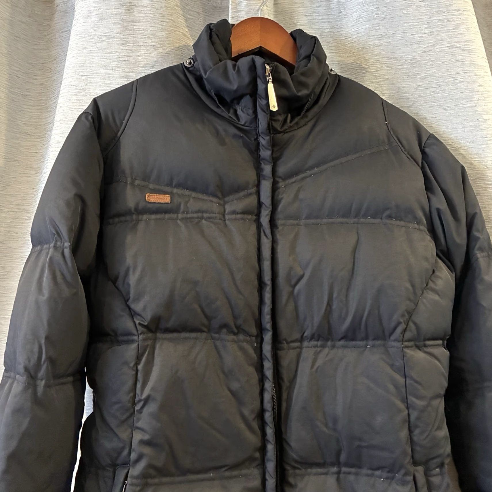 Vintage VINTAGE Columbia XCO Puffer Jacket Womens Coat Large Black Down Filled No Hood Sizable Long Coat Quilted Zipper Pockets Logo Buckle Size L / US 10 / IT 46 - 3 Thumbnail