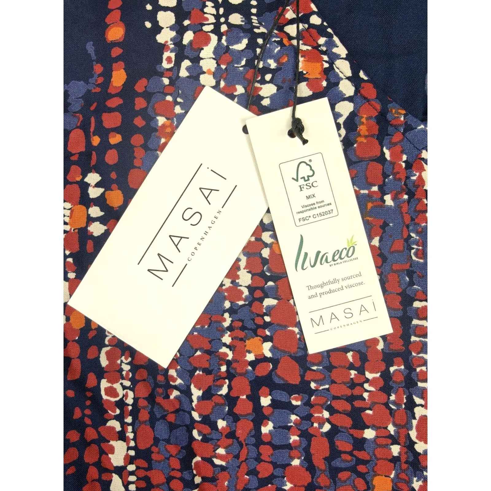 Vintage Masai Dress Womens Medium Blue MaNusala Abstract A-Line 3/4 Sleeve Midi New Size M / US 6-8 / IT 42-44 - 3 Thumbnail