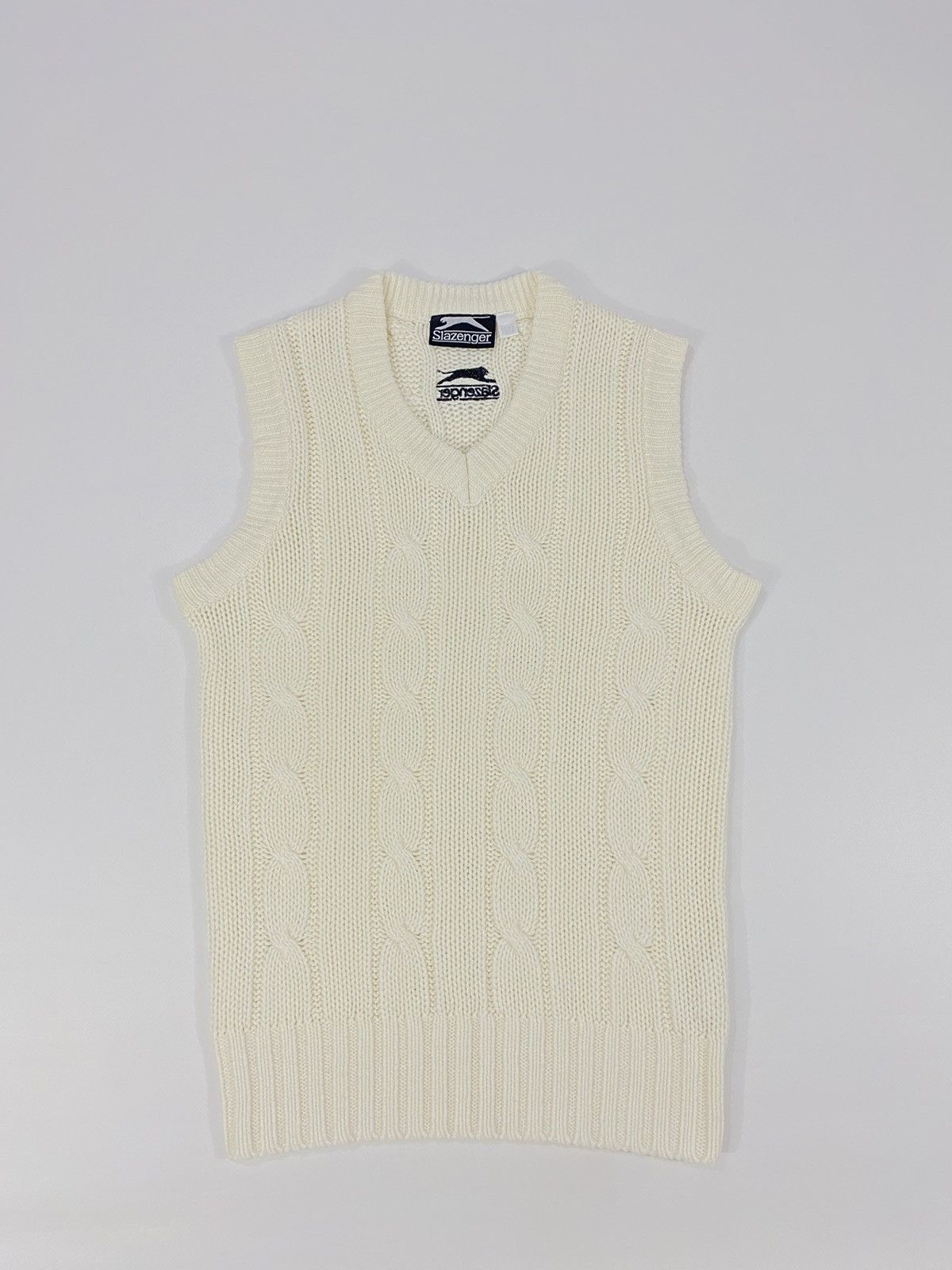 Vintage 🔥LASTDROP🔥 Slazenger Cozy Cable Knit School Vest Sweater Size S / US 4 / IT 40 - 5 Thumbnail