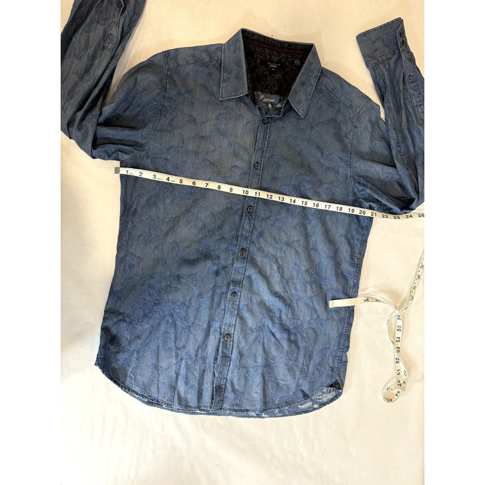 Ted Baker Ted Baker Blue Button Down Shirt Contrast Chambray - Men 16 Size US L / EU 52-54 / 3 - 4 Thumbnail