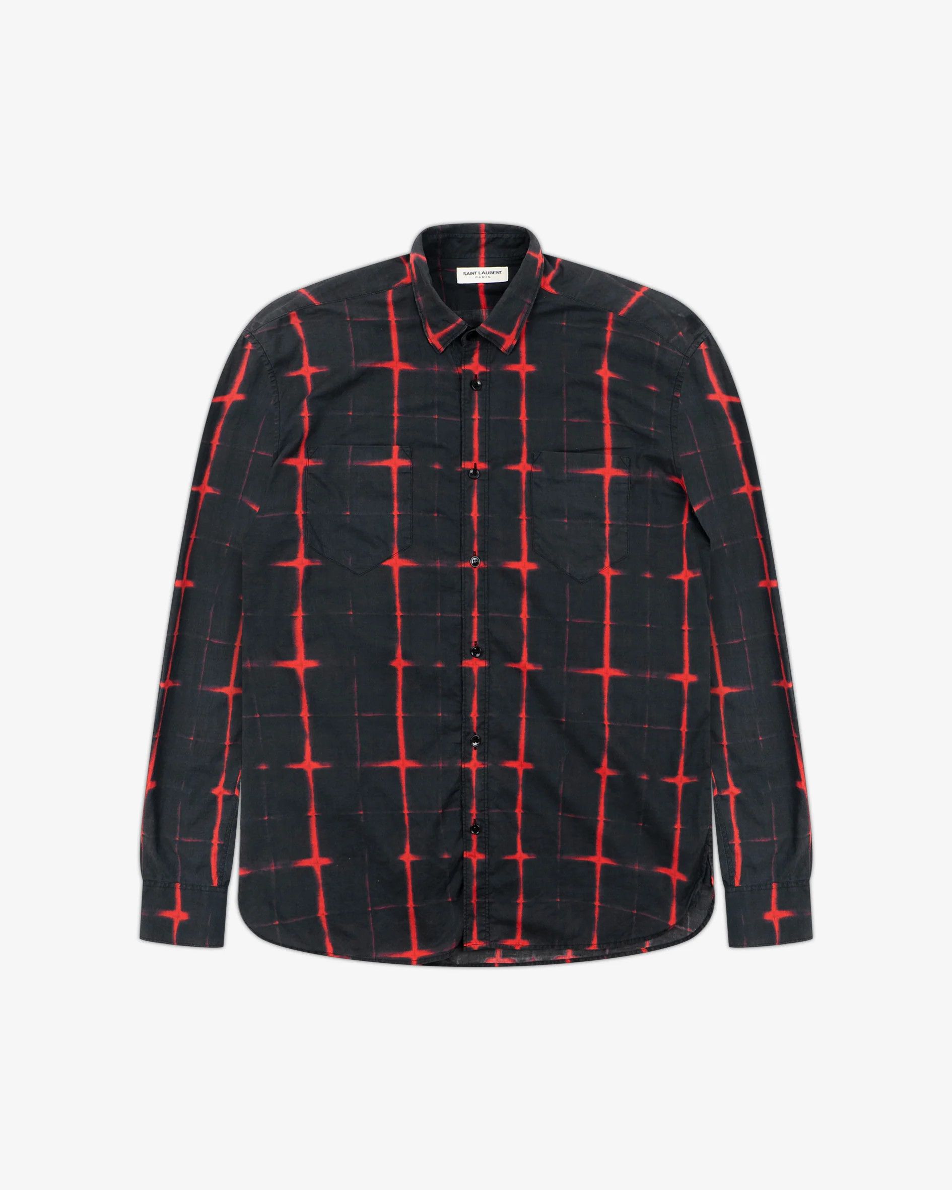 Saint Laurent Paris Red & Black Cotton Button Up Shirt Size US S / EU 44-46 / 1 - 1 Thumbnail