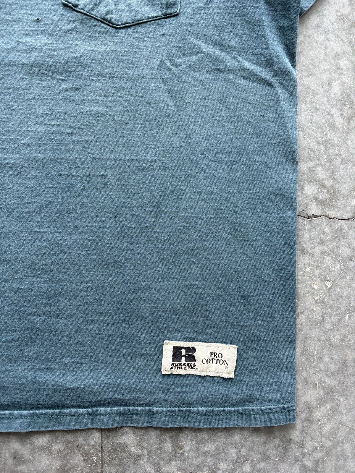 Russell Athletic Vintage Y2K Russell Pro Cotton Pocket Tee Turquoise Size US XL / EU 56 / 4 - 6 Thumbnail