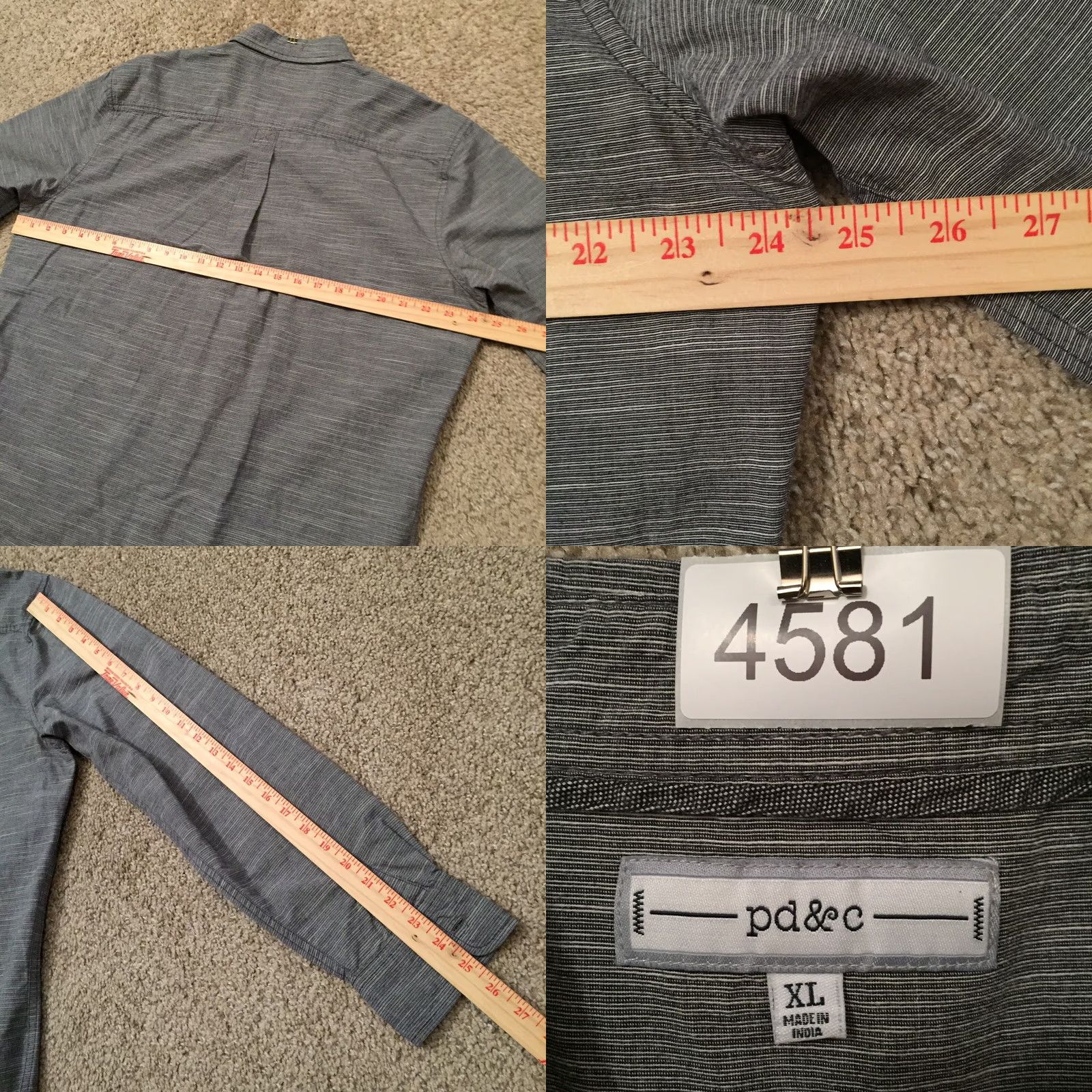 PD&C pd&c Shirt Mens XL Gray Button-Up Long Sleeve Collar Shirt Size US XL / EU 56 / 4 - 8 Thumbnail