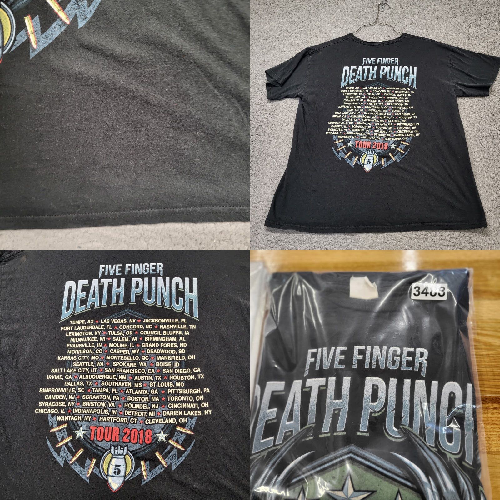 Vintage Five Finger Death Punch Tour Tshirt Mens Size XL 2018 Concert Black Winged Skull Size US XL / EU 56 / 4 - 8 Thumbnail