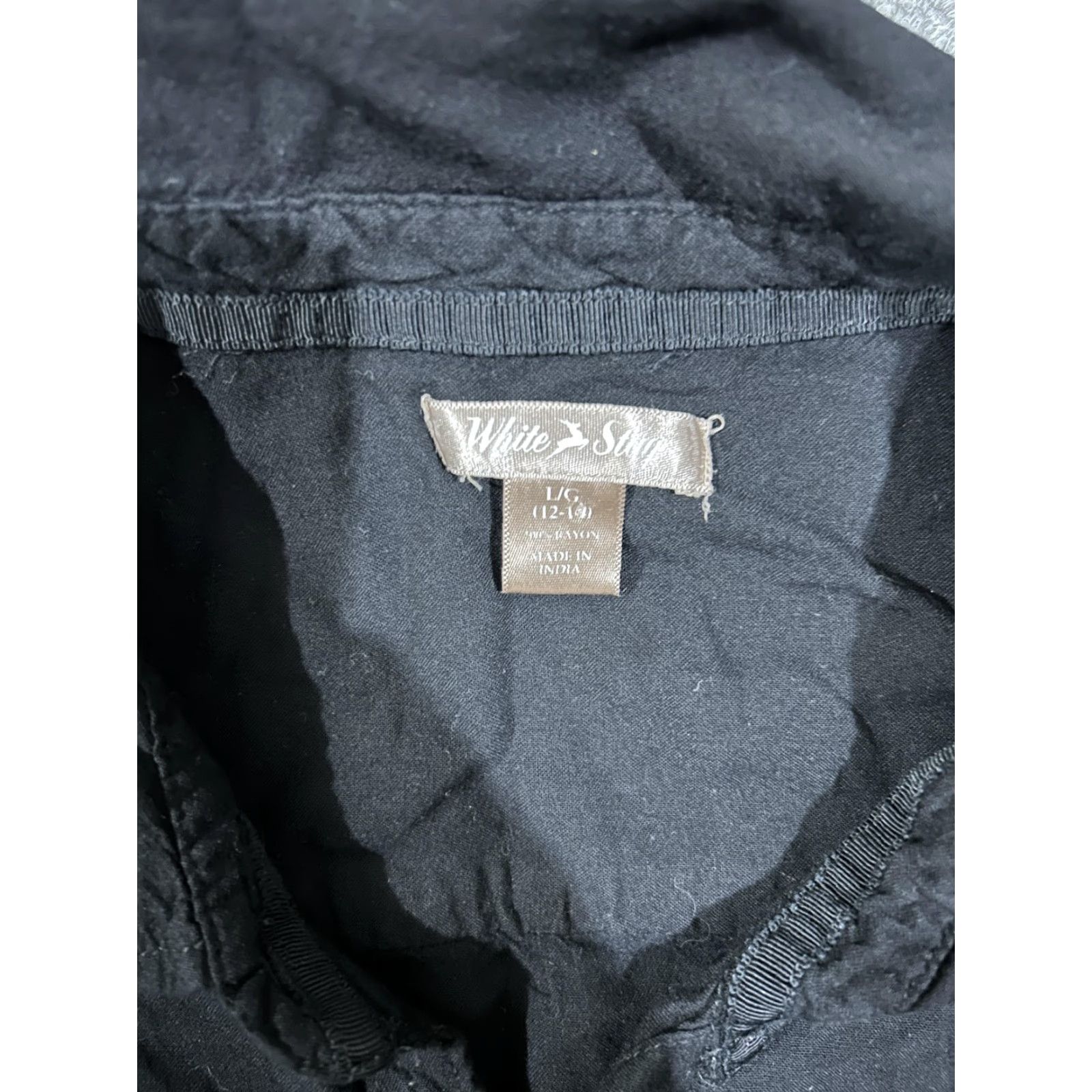 Vintage White Stag Shirt Womens Large Black Button-Front Roll Tab Sleeve Lightweight Top Size L / US 10 / IT 46 - 4 Thumbnail