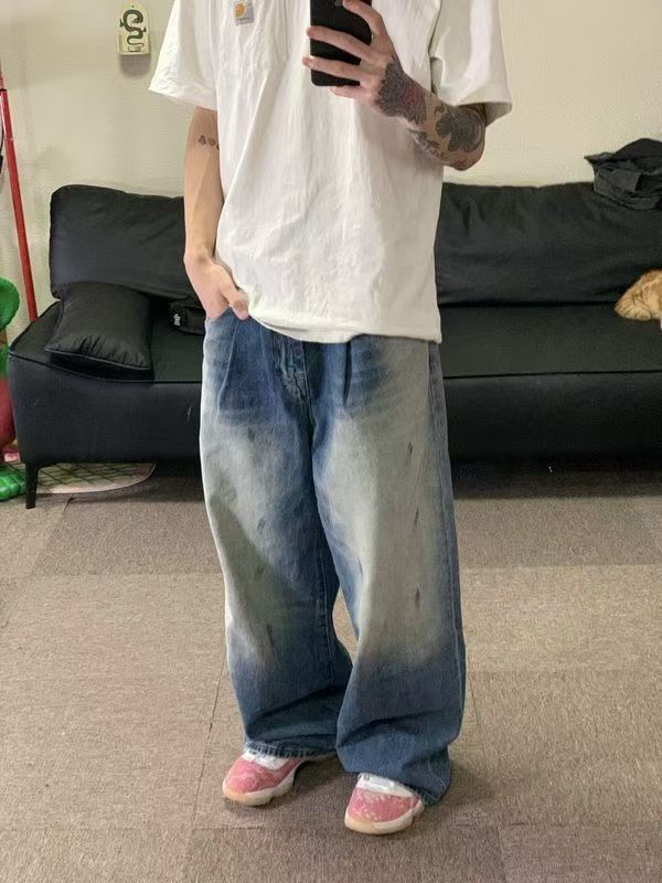 Japanese Brand × Jean Men's washed vintage ink-splashed distressed jeans Size US 32 / EU 48 - 3 Thumbnail