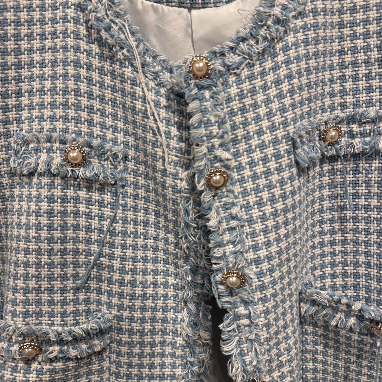 Other Vintage chanel inspired blue and white blazer Size L / US 10 / IT 46 - 3 Thumbnail